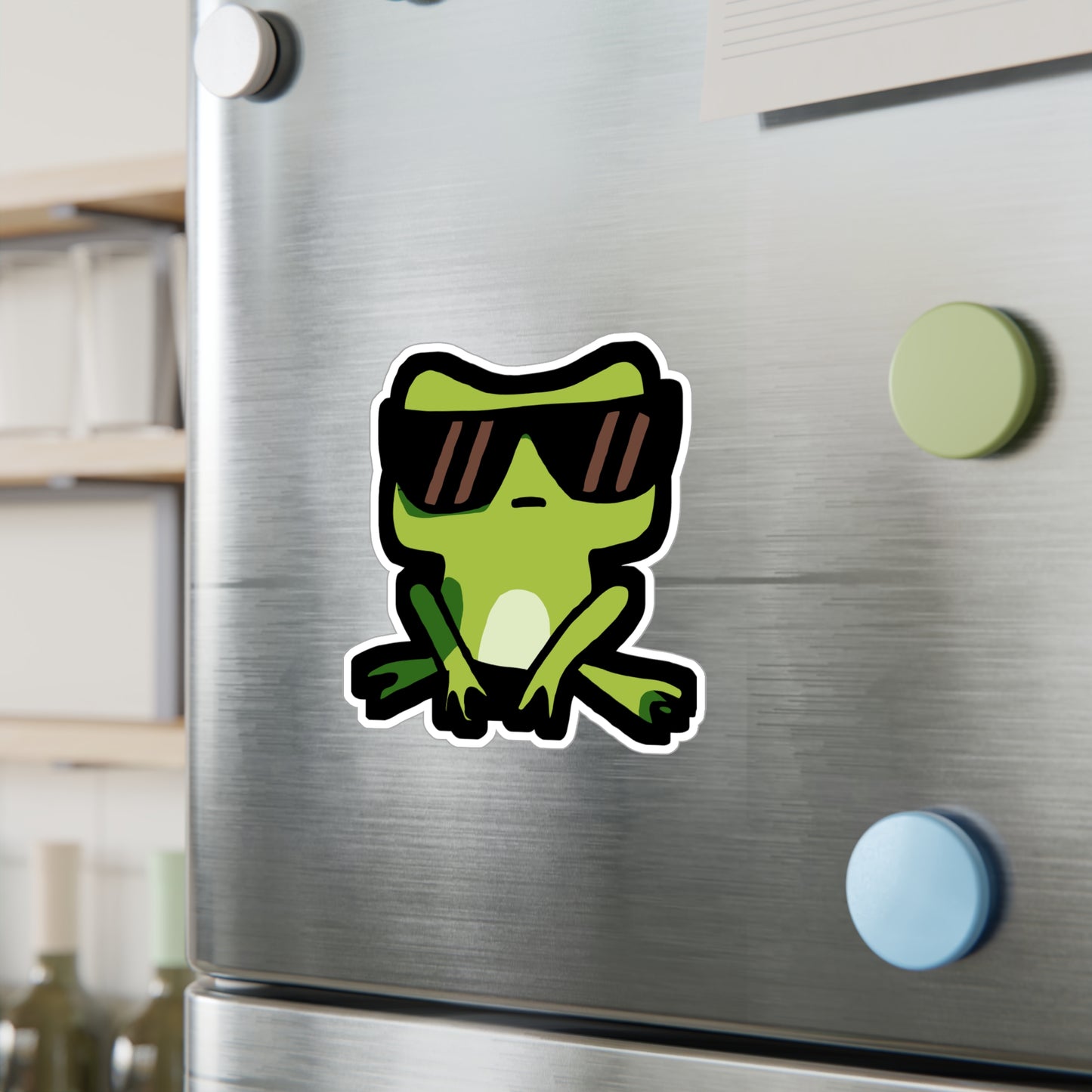 Frog with Sunglasses - Frog Sticker for Car Wall Window Laptop Sticker. Water Bottle Sticker, Vinyl Sunglasses Decal, Cool Sticker - Frog Gift