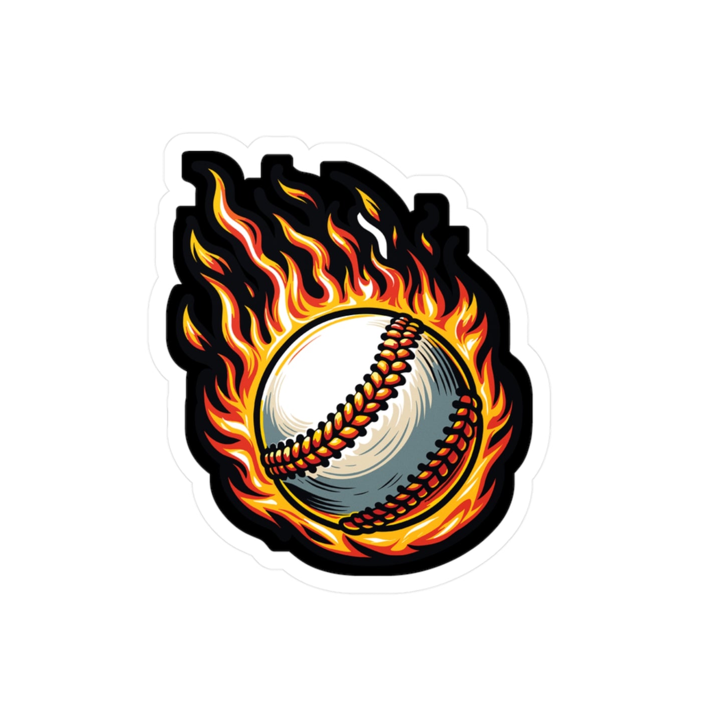 Fire Baseball - Baseball Sticker for Car Window Laptop Sticker. Water Bottle Sticker, Vinyl Player Decal, Sports Sticker - Baseball Gift