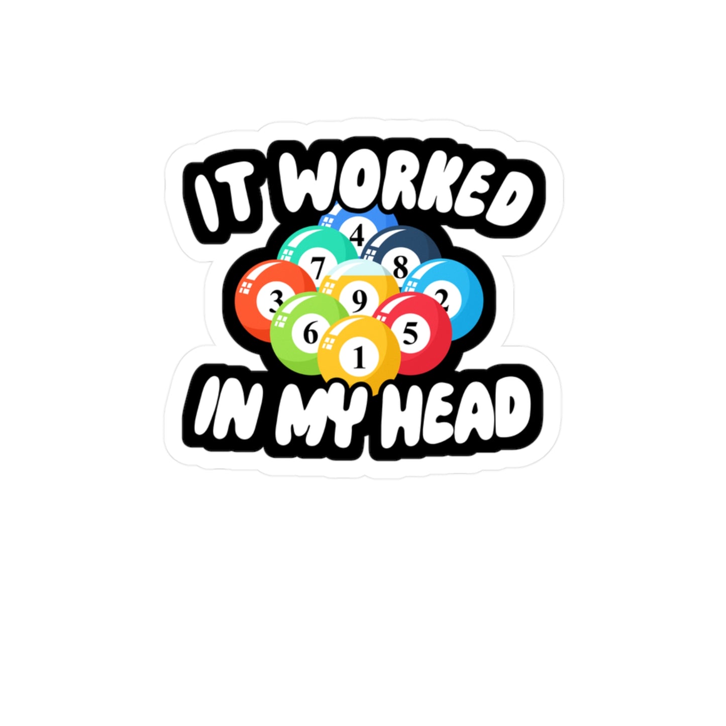 It Worked In My Head - Billiards Sticker for Wall, Laptop, Window, Truck, Car Billiards Gift Vinyl Pool Decal Sticker