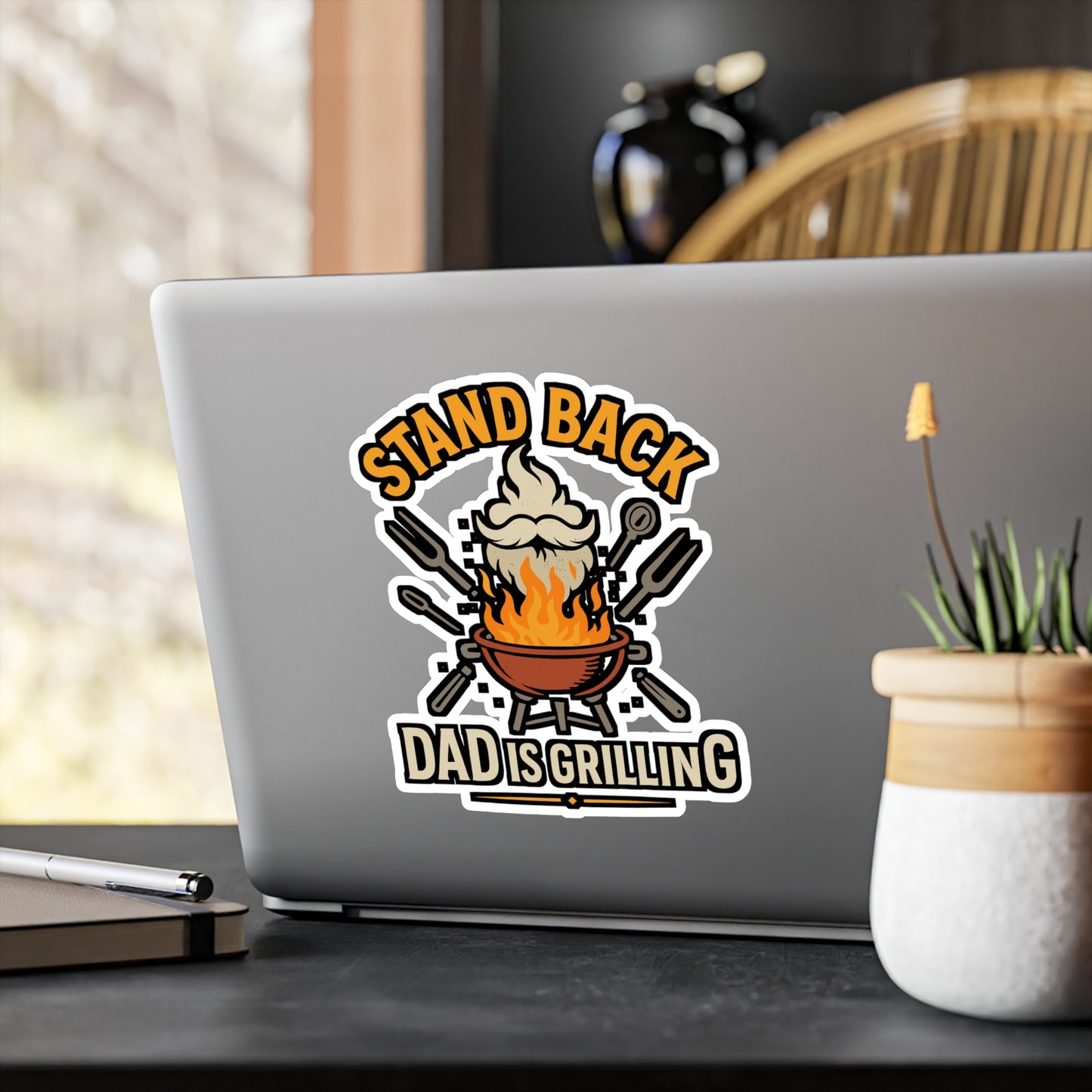Grilling Sticker – Stand Back Dad is Grilling Decals for Father, Daddy, BBQ Lovers – Waterproof Vinyl for Laptop, Water Bottle