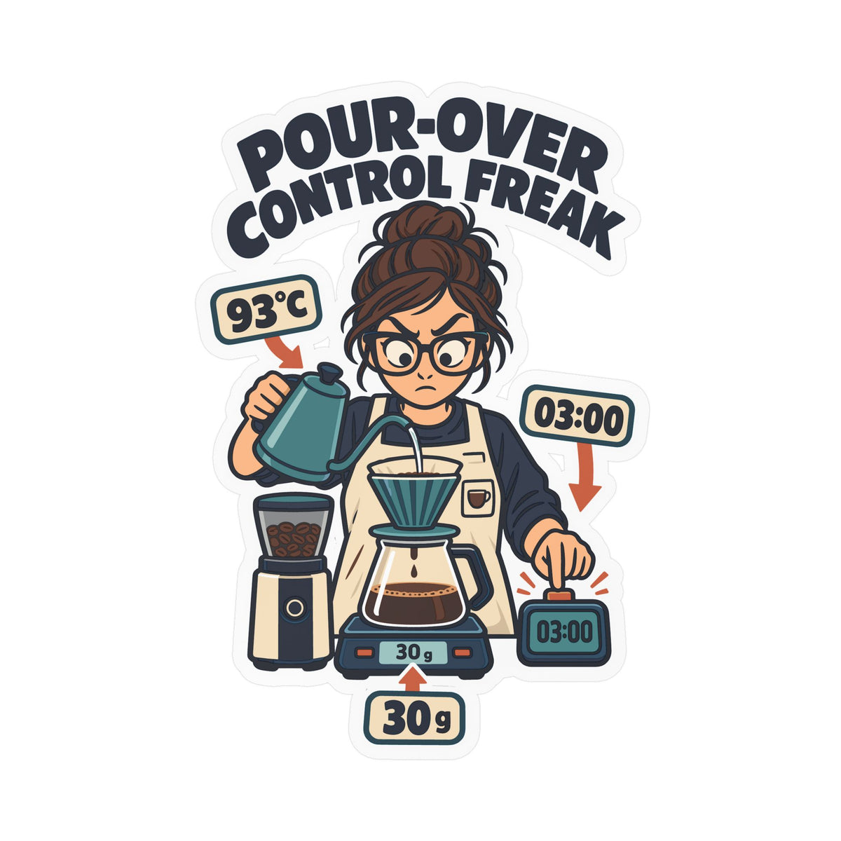 Espresso Sticker - Pour-over Control Freak, Coffee Decals for Your Grinder or Digital Scale