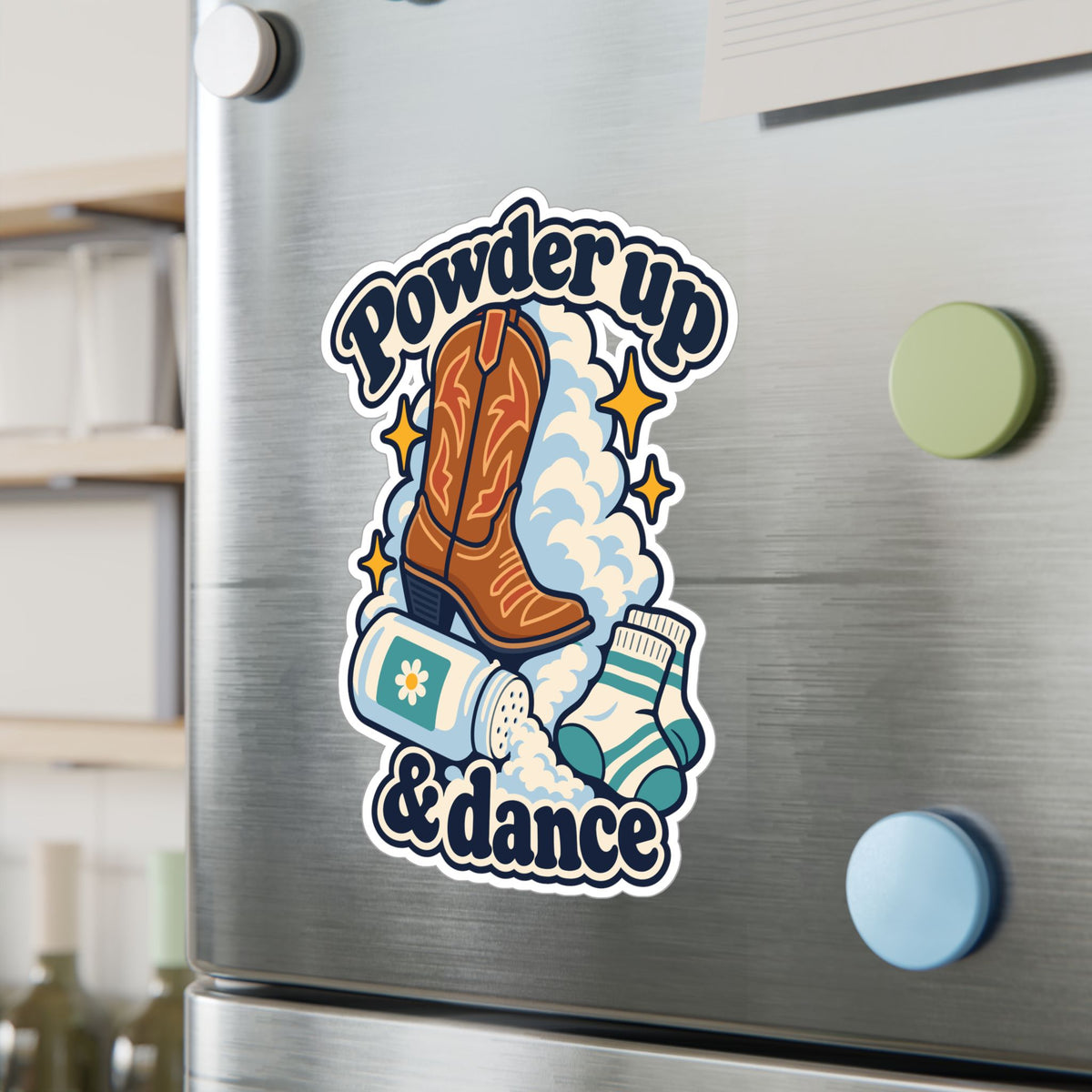 Line Dance Sticker - Powder Up & Dance, Western Dancer Design Inspired by Country Life, Decals for Laptop or Water Bottle