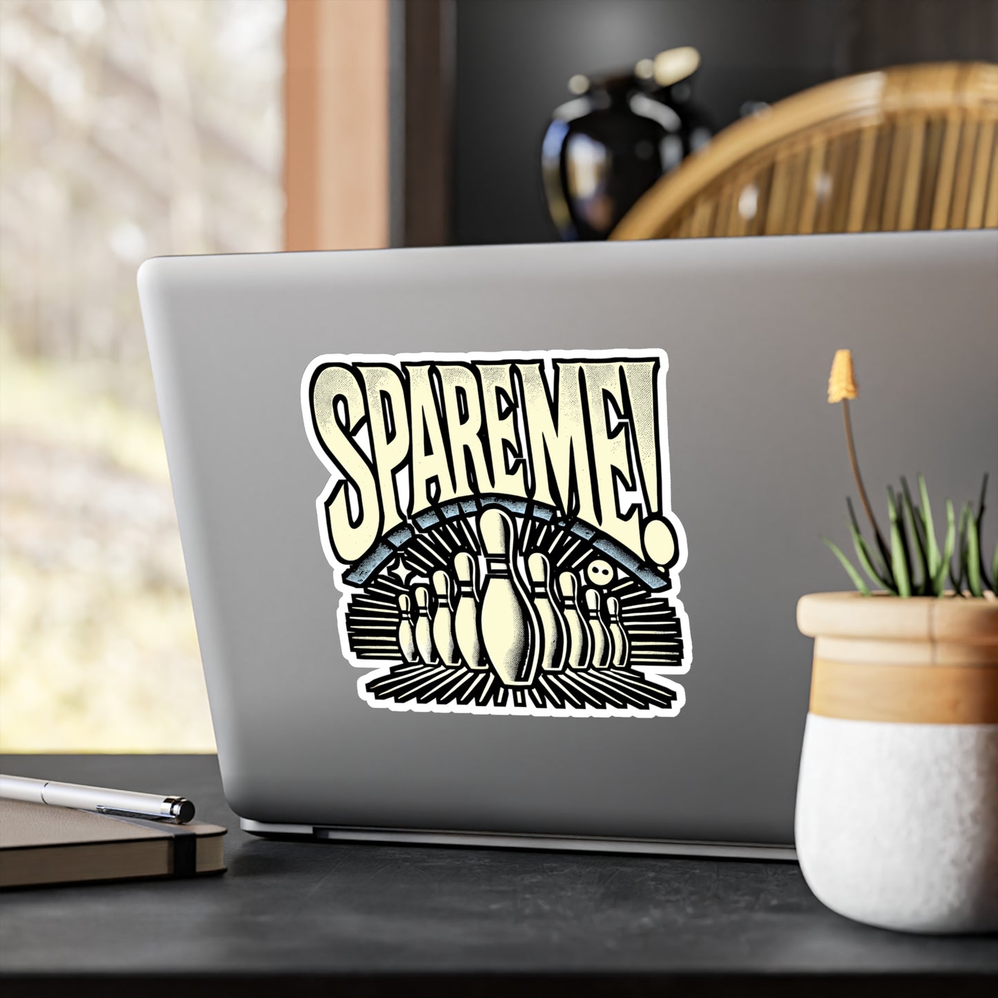 Spare Me! Bowling Sticker – Funny Vinyl Decal for Laptop, Water Bottle, Helmet, Notebook, Car Window | Retro Bowling Gift for Players, Coaches, Teams, Bowling Fans