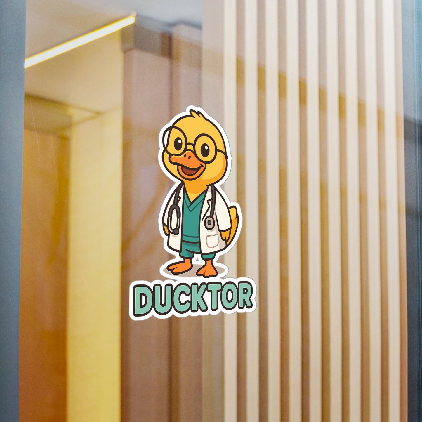 Duck Sticker – Funny Ducktor Cartoon Doctor with Stethoscope Decals, Waterproof Vinyl for Laptop, Water Bottle