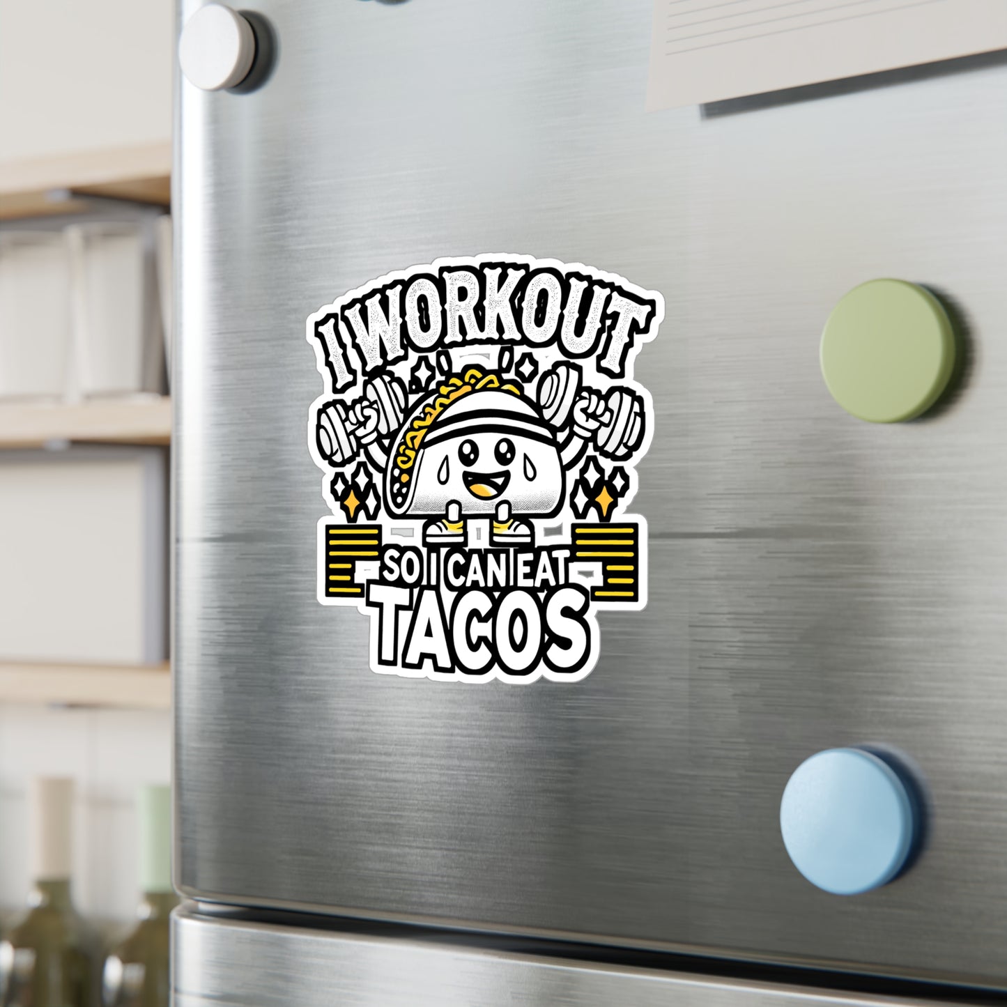 I Workout So I Can Eat Tacos – Vinyl Tacos Sticker for Laptop & Water Bottle | Funny Workout Gift, Taco Lover Decal