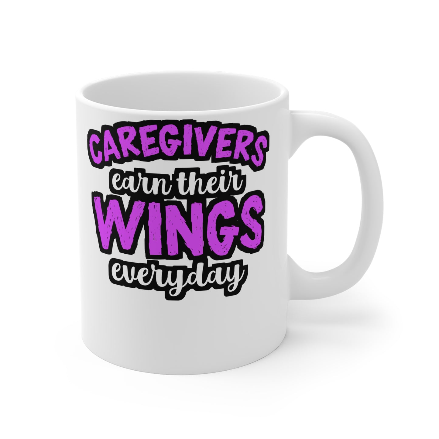 Caregivers Earn Their Wings Everyday - Nurse Mug for Coffee 11oz. Nurse Cup, White ceramic, Caregiver Mug - Nurse Gift