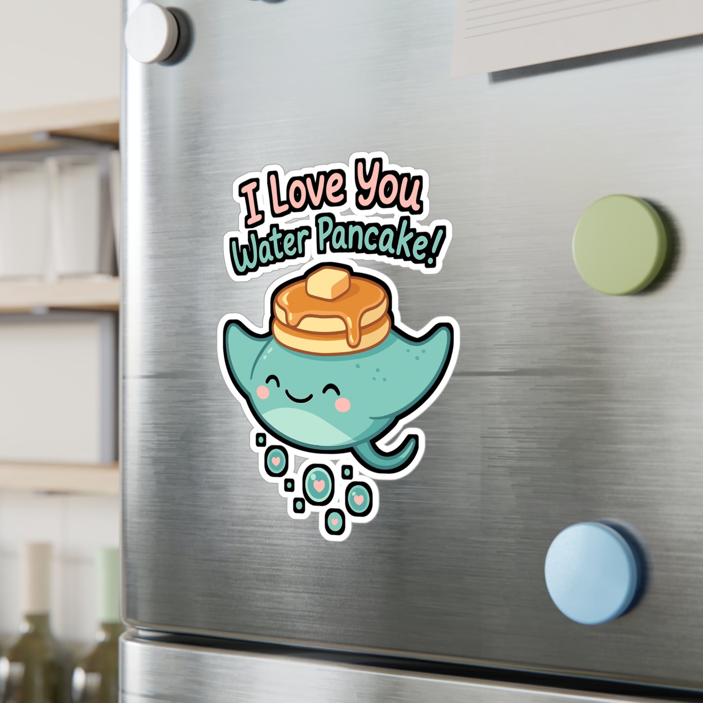 I Love You Water Pancake – Stingray Sticker for Laptop or Water Bottle | Cute Ocean Animal Vinyl Decal Gift