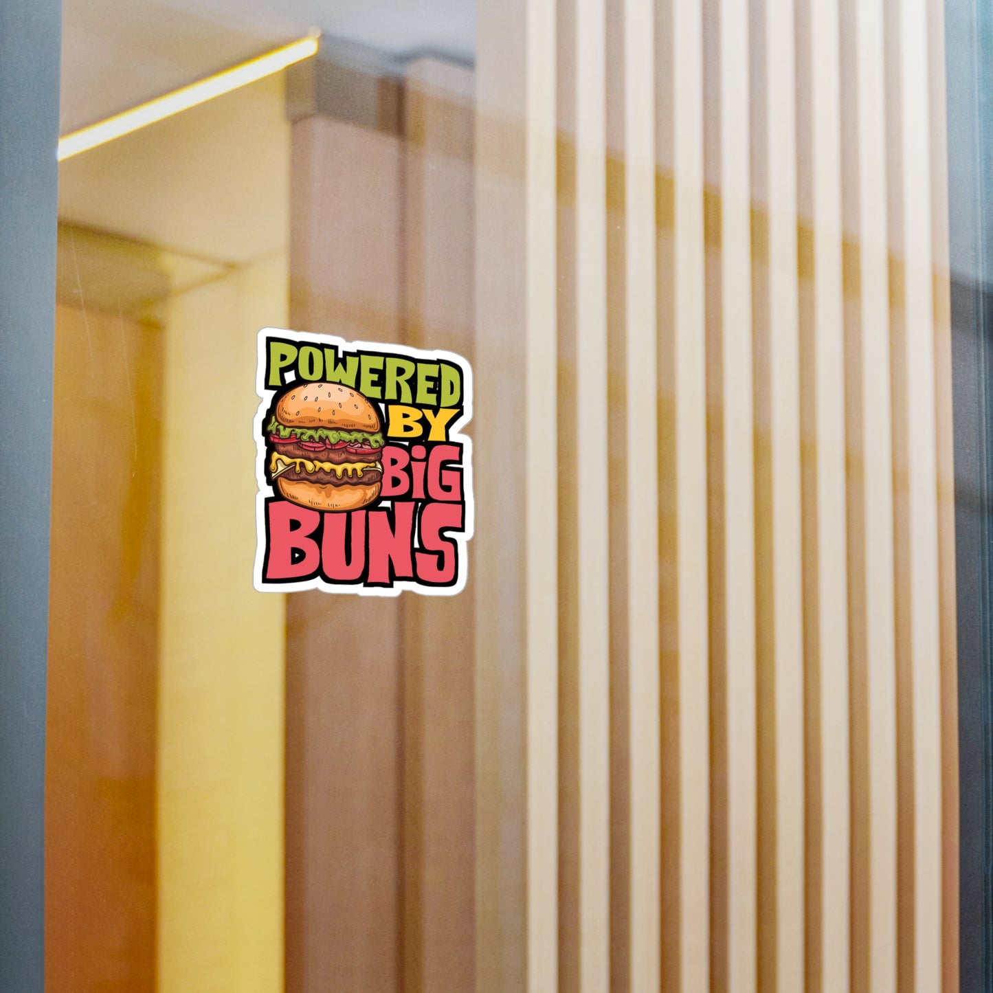 Powered By Big Buns - Fastfood Sticker for Laptop Sticker. Water Bottle Sticker, Vinyl Fast food Decal - Fastfood Gift
