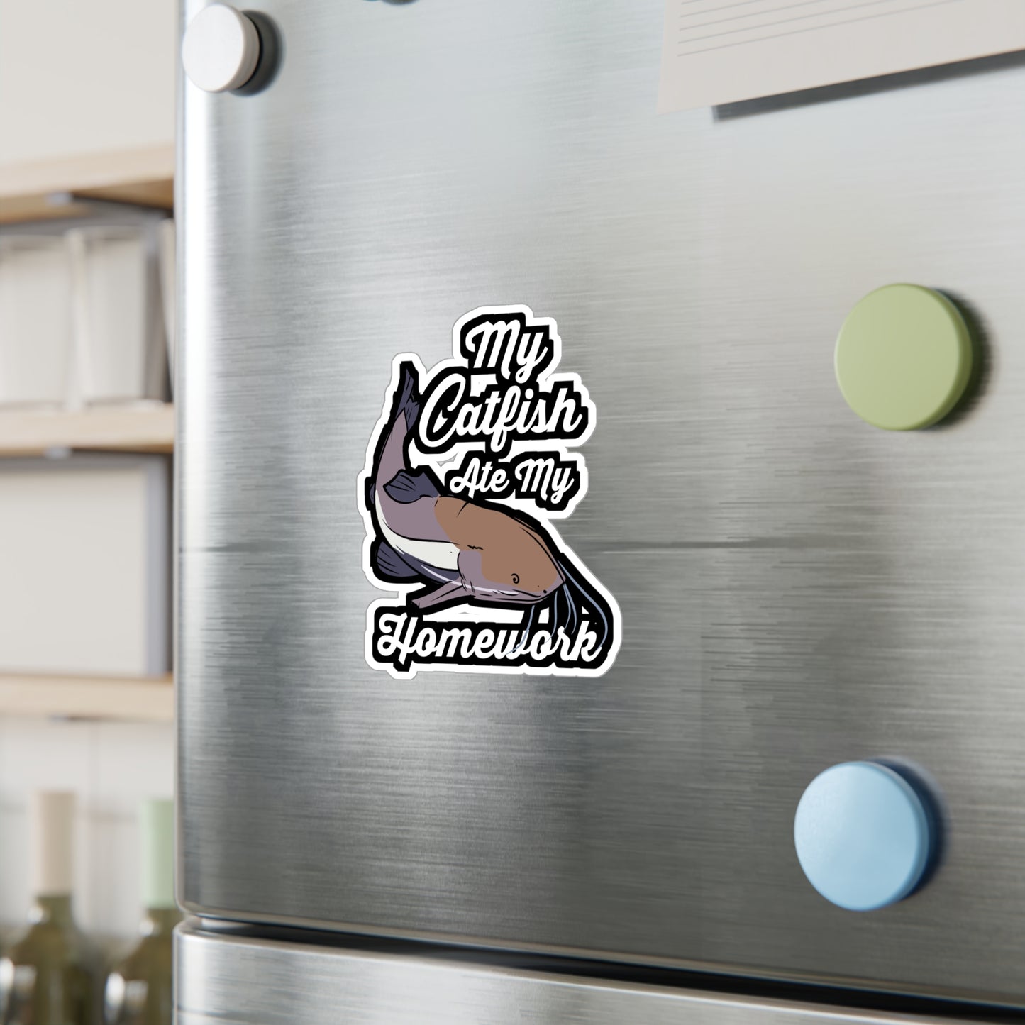 My Catfish Ate My Homework - Catfish Sticker for Laptop Sticker. Water Bottle Sticker, Vinyl Goonch Decal - Catfish Gift