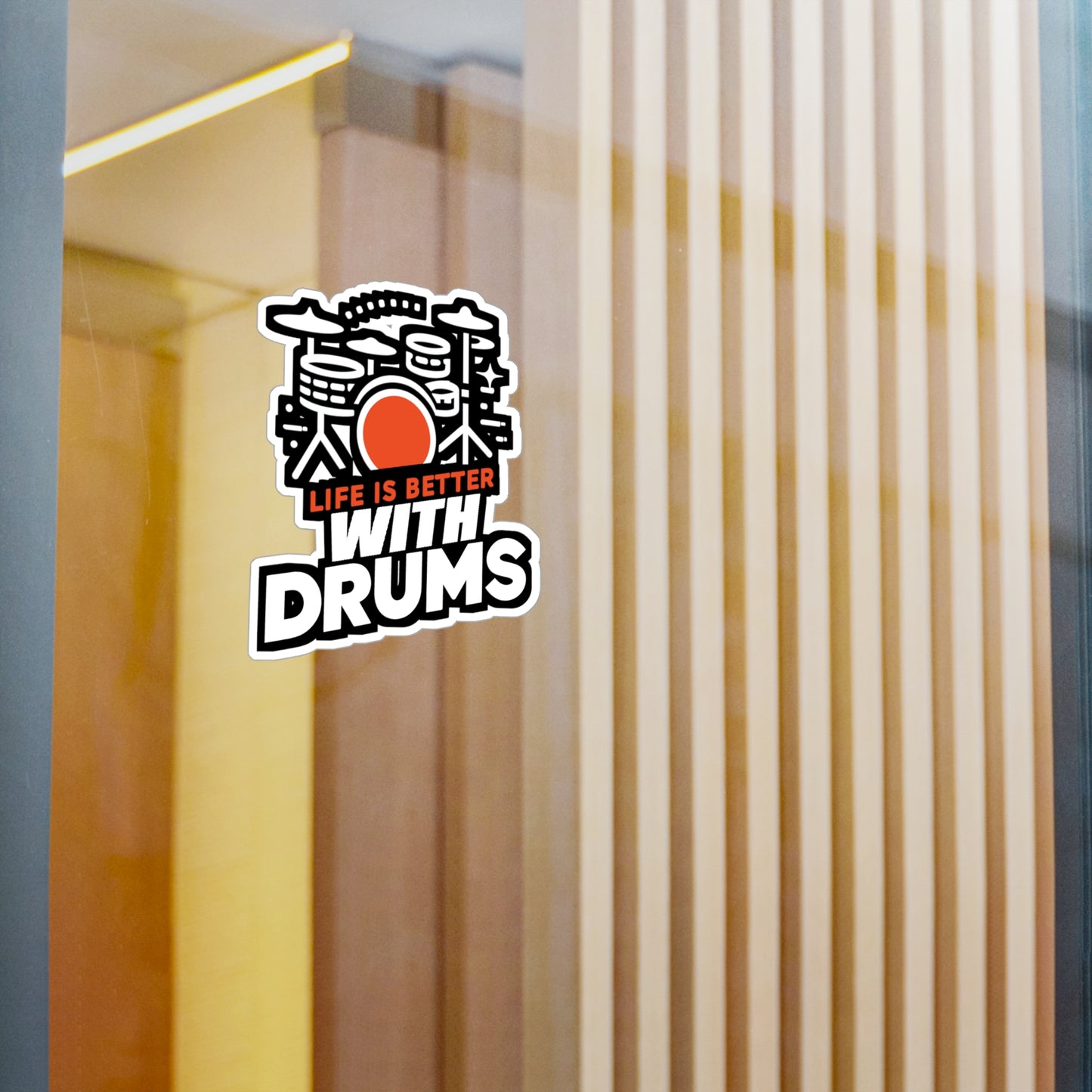 Life is better with drums - Audio-engineer Sticker for Laptop Sticker. Water Bottle Sticker, Vinyl Monitor Decal - Audio-engineer Gift