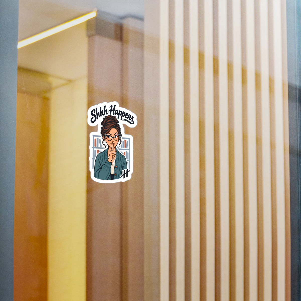 Librarian Sticker - Shhh Happens, Fabulous Unicorn with Magical Charm, Decals for Laptop and Water Bottle