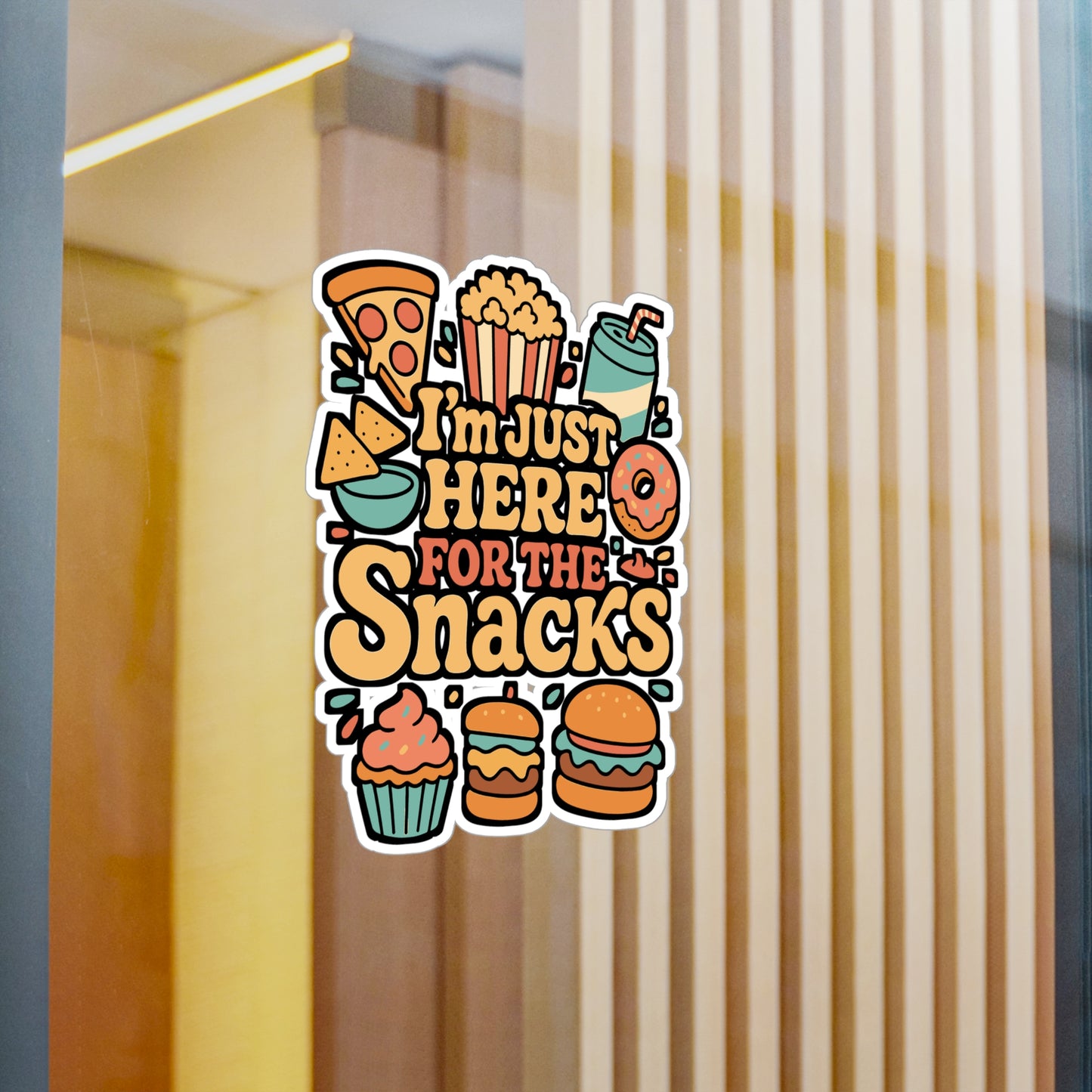 I'm Just Here for the Snacks – Funny Foodie Sticker | Vinyl Decal for Laptop or Water Bottle | Snack Lover Gift