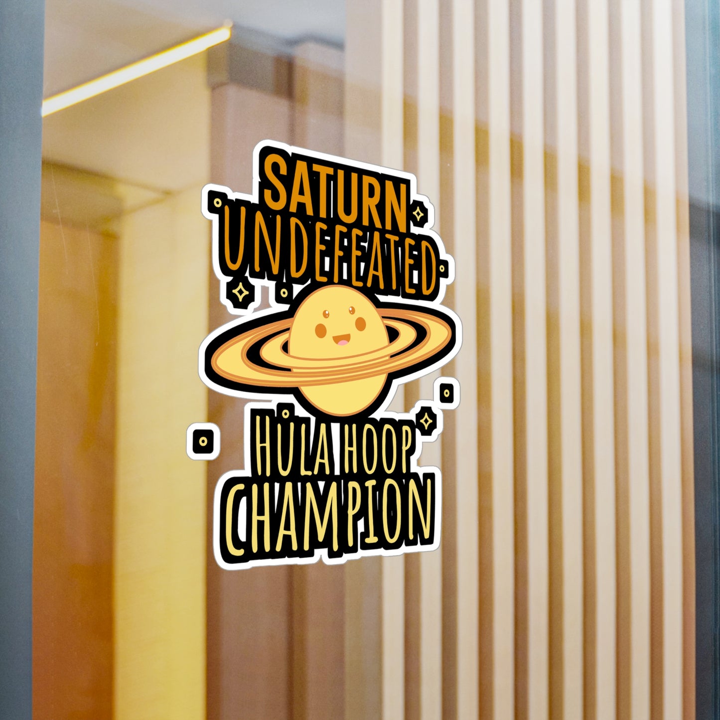 Saturn Undefeated Hula Hoop Champion - Astronaut Sticker for Wall, Laptop, Window, Truck, Car Astronaut Gift Vinyl Asteroid Decal Sticker
