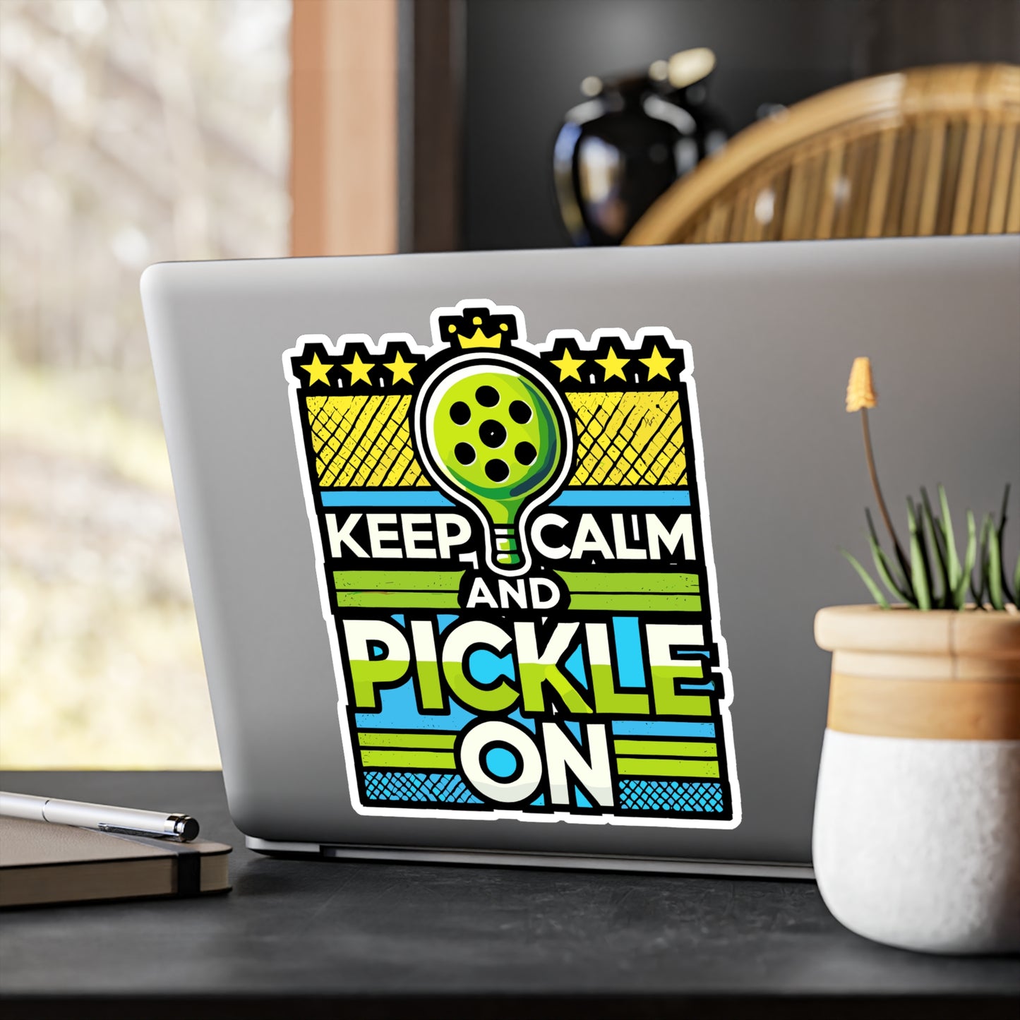 Keep Calm And Pickle On - Pickleball Sticker for Laptop Sticker. Water Bottle Sticker, Vinyl Dink Decal - Pickleball Gift