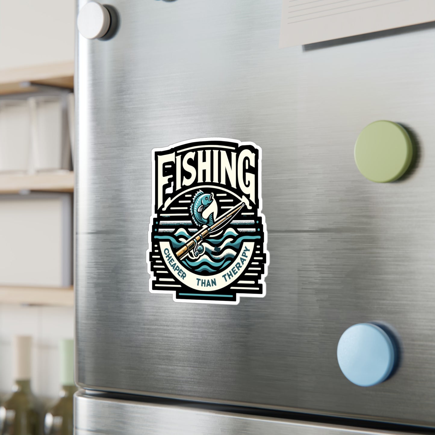 Fishing cheaper than therapy - Fishing Sticker for Laptop Sticker. Water Bottle Sticker, Vinyl Angling Decal - Fishing Gift