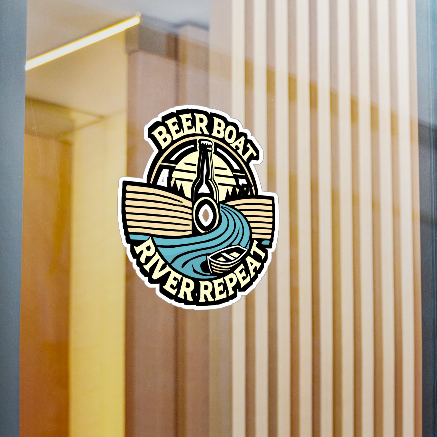 Beer Boat River Repeat - Boat Sticker for Car Window Laptop Sticker. Water Bottle Sticker, Vinyl Boating Decal, Beaches Sticker - Boat Gift