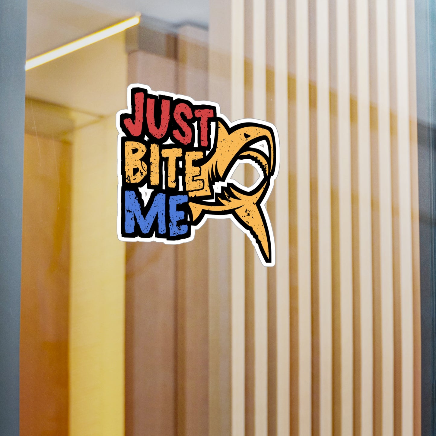 Just Bite Me - Sharks Sticker for Car Window Laptop Sticker. Water Bottle Sticker, Vinyl Marine Decal, Jaws Sticker - Sharks Gift