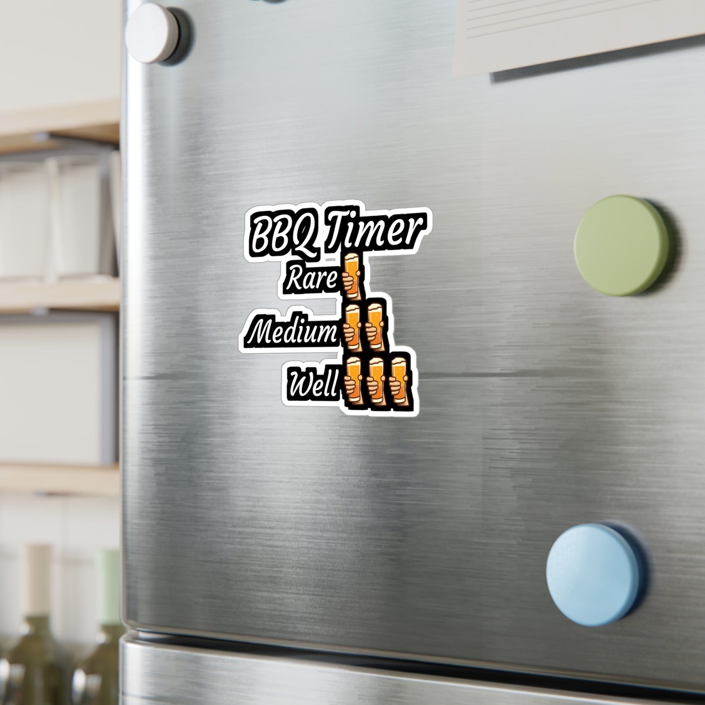 BBQ Timer - Meat Sticker for Wall, Laptop, Window, Truck, Car Meat Gift Vinyl Steak Decal Sticker