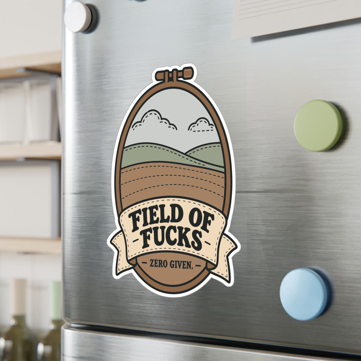 Embroidery Sticker - Field Of Fucks Design for Needlework and Stitching Fans, Crafting Decals for Laptop or Water Bottle