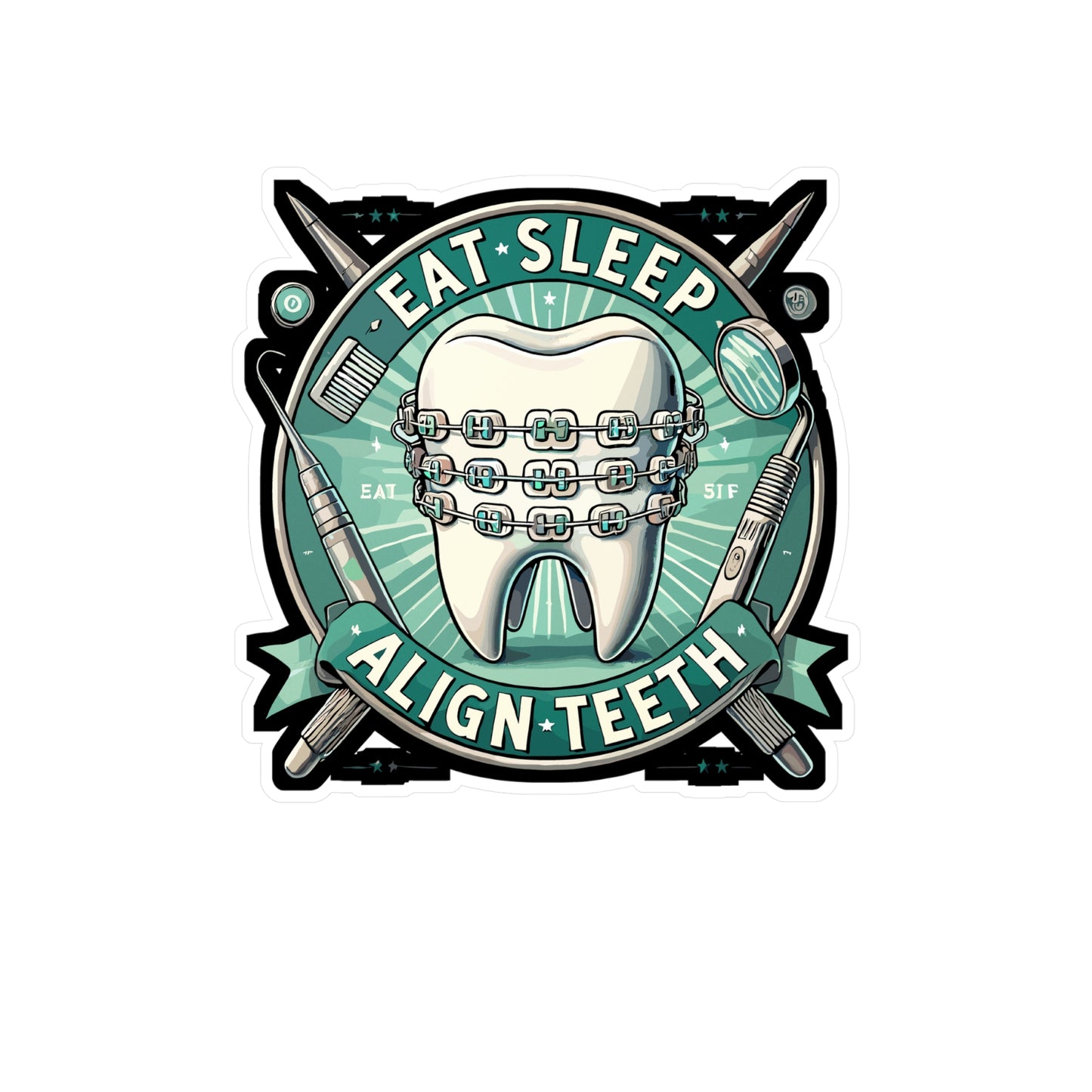 Eat Sleep Align Teeth - Orthodontist Sticker for Laptop Sticker. Water Bottle Sticker, Vinyl Dental care Decal - Orthodontist Gift