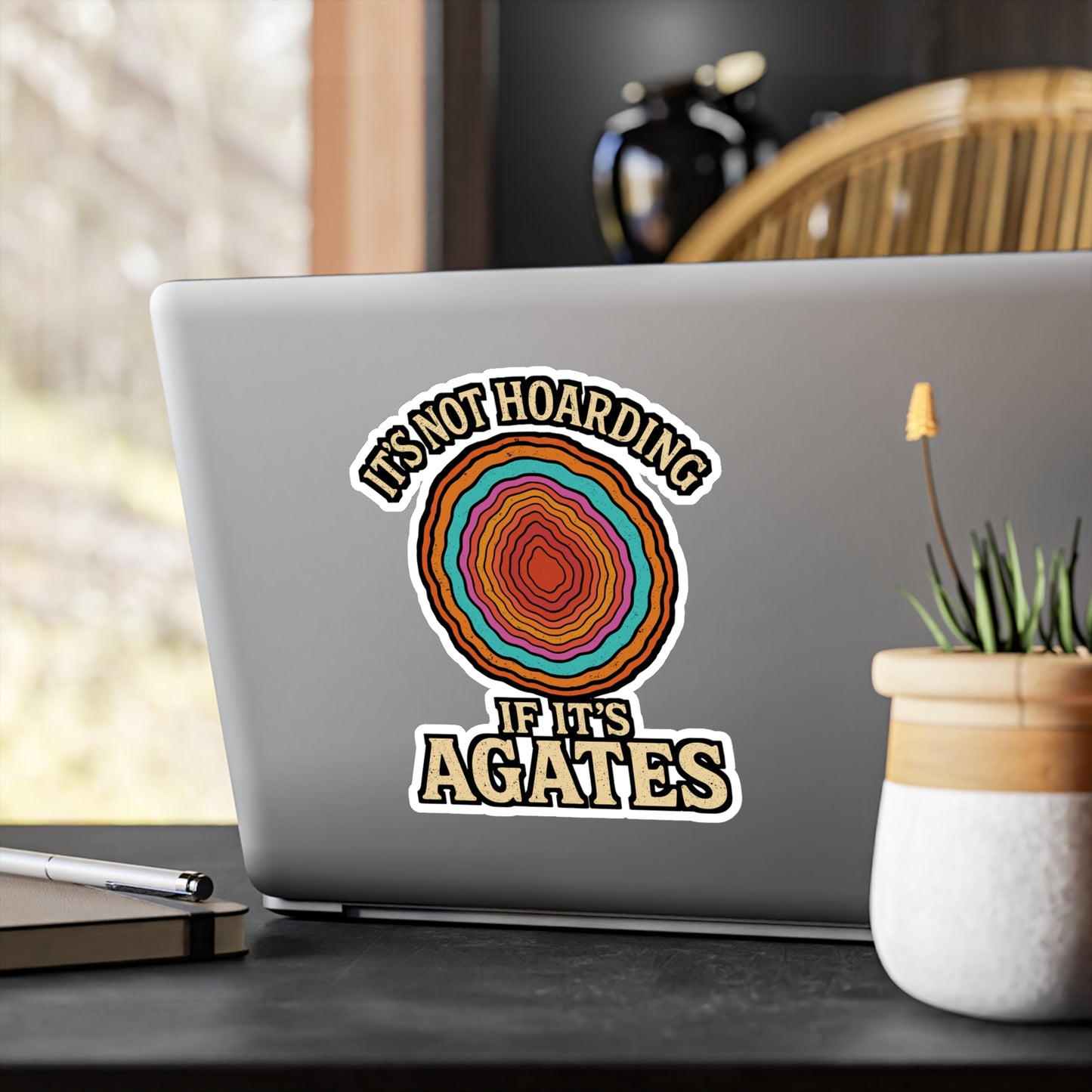 It's Not Hoarding If It's Agates – Geology Sticker for Laptop or Water Bottle | Vinyl Rockhound Decal, Funny Geologist Gift