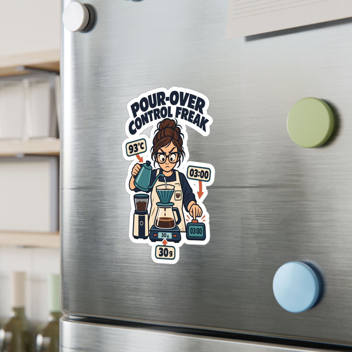 Espresso Sticker - Pour-over Control Freak, Coffee Decals for Your Grinder or Digital Scale