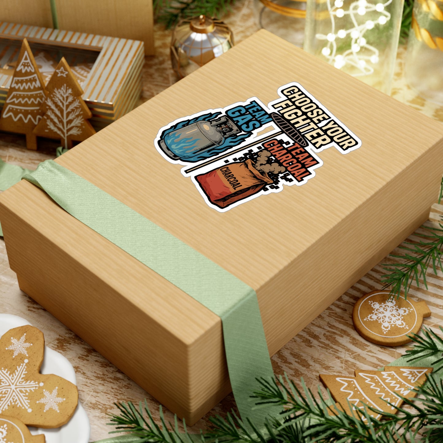 Propane Sticker Decals – Team Gas Team Charcoal Choose Your Fighter Design for Barbecue, Grilling – Waterproof Vinyl for Laptop, Water Bottle