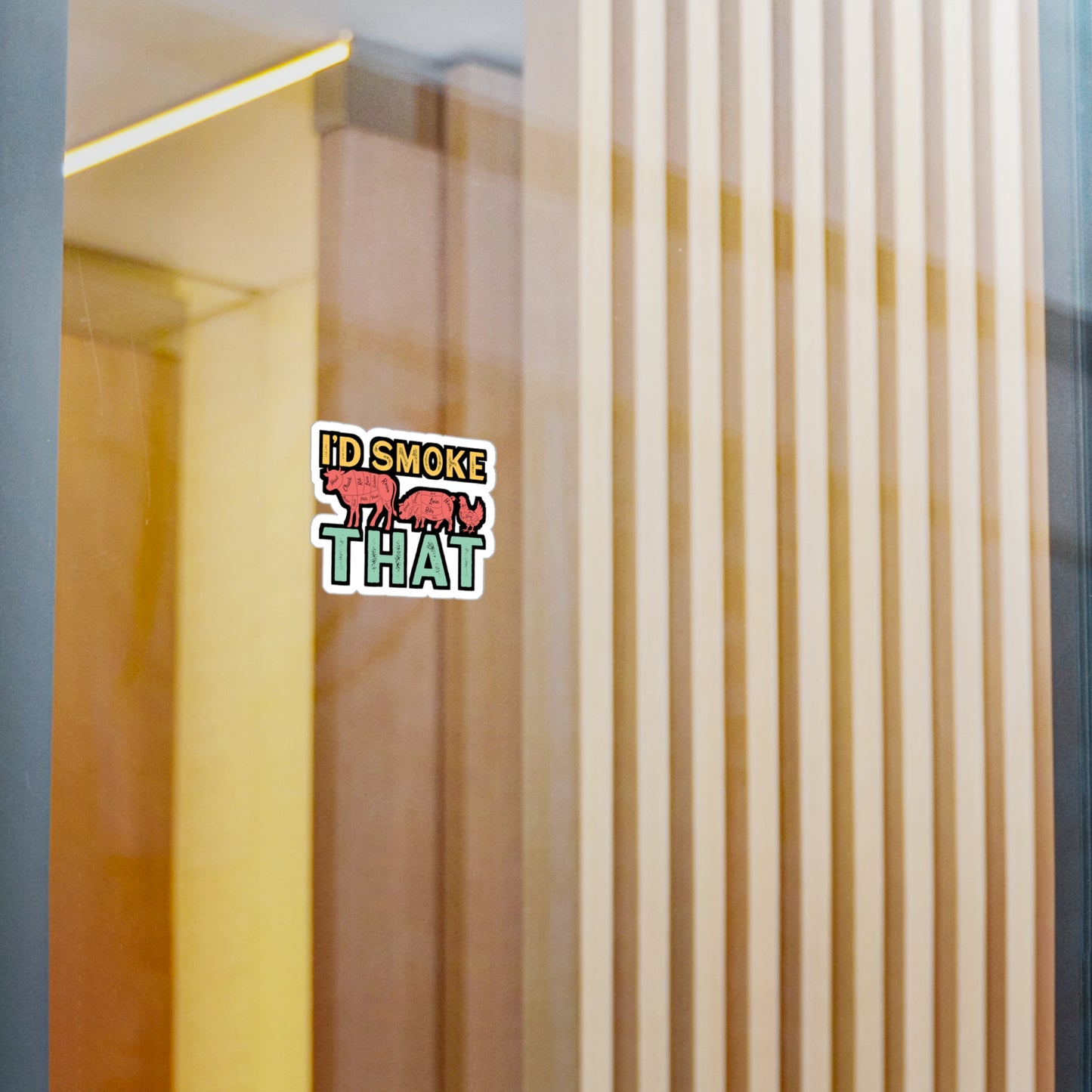 I'd Smoke That - Grill Sticker for Car Window Laptop Sticker. Water Bottle Sticker, Vinyl Grilling Decal, BBQ Sticker - Grill Gift