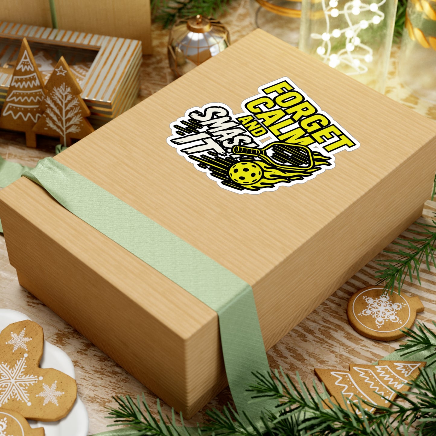 Forget Calm and Smash It – Pickleball Sticker for Laptop, Water Bottle & Sports Enthusiast Gifts