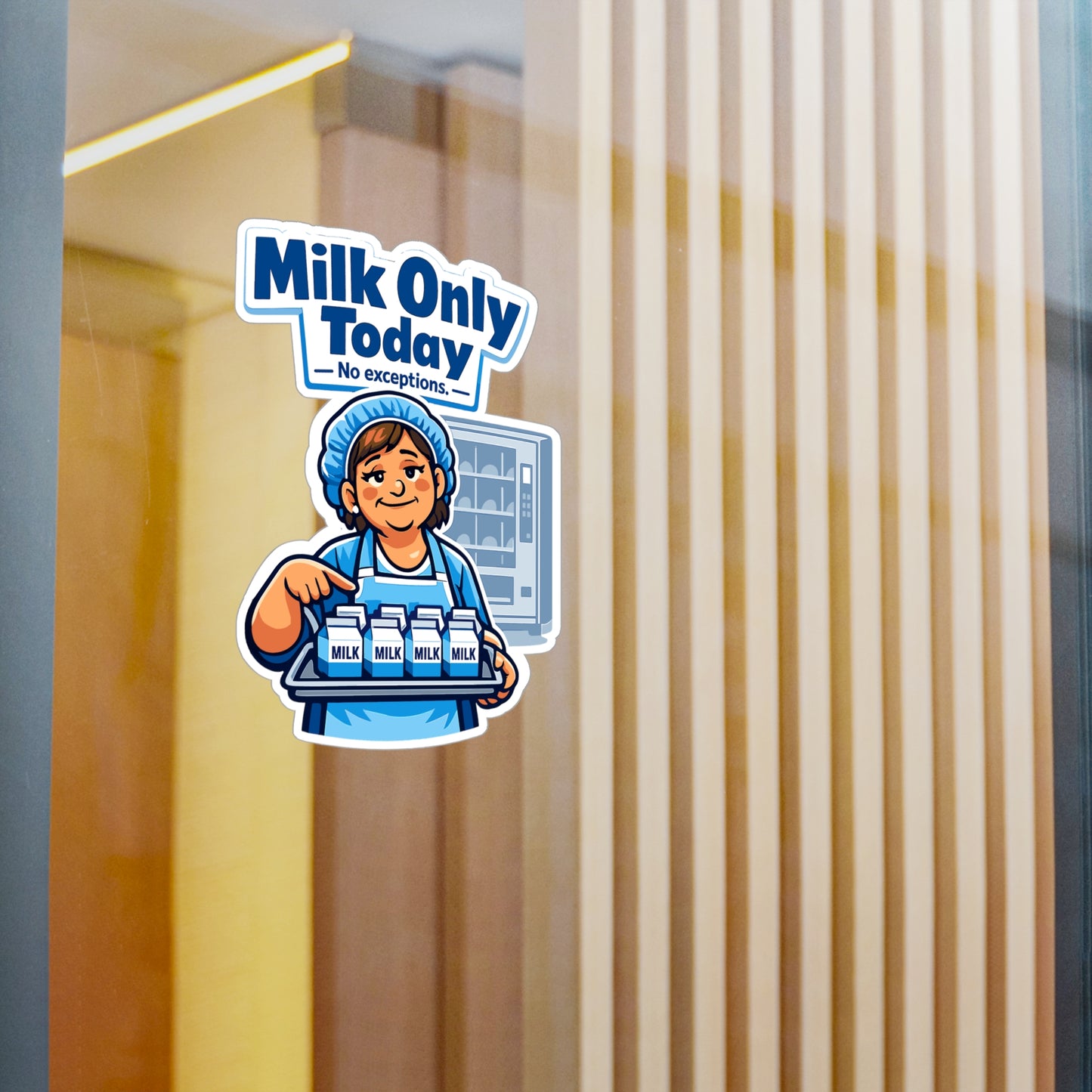 Lunch Lady Sticker "Milk Only Today" Funny School Canteen Design Waterproof Vinyl decals for Laptop, Water Bottle