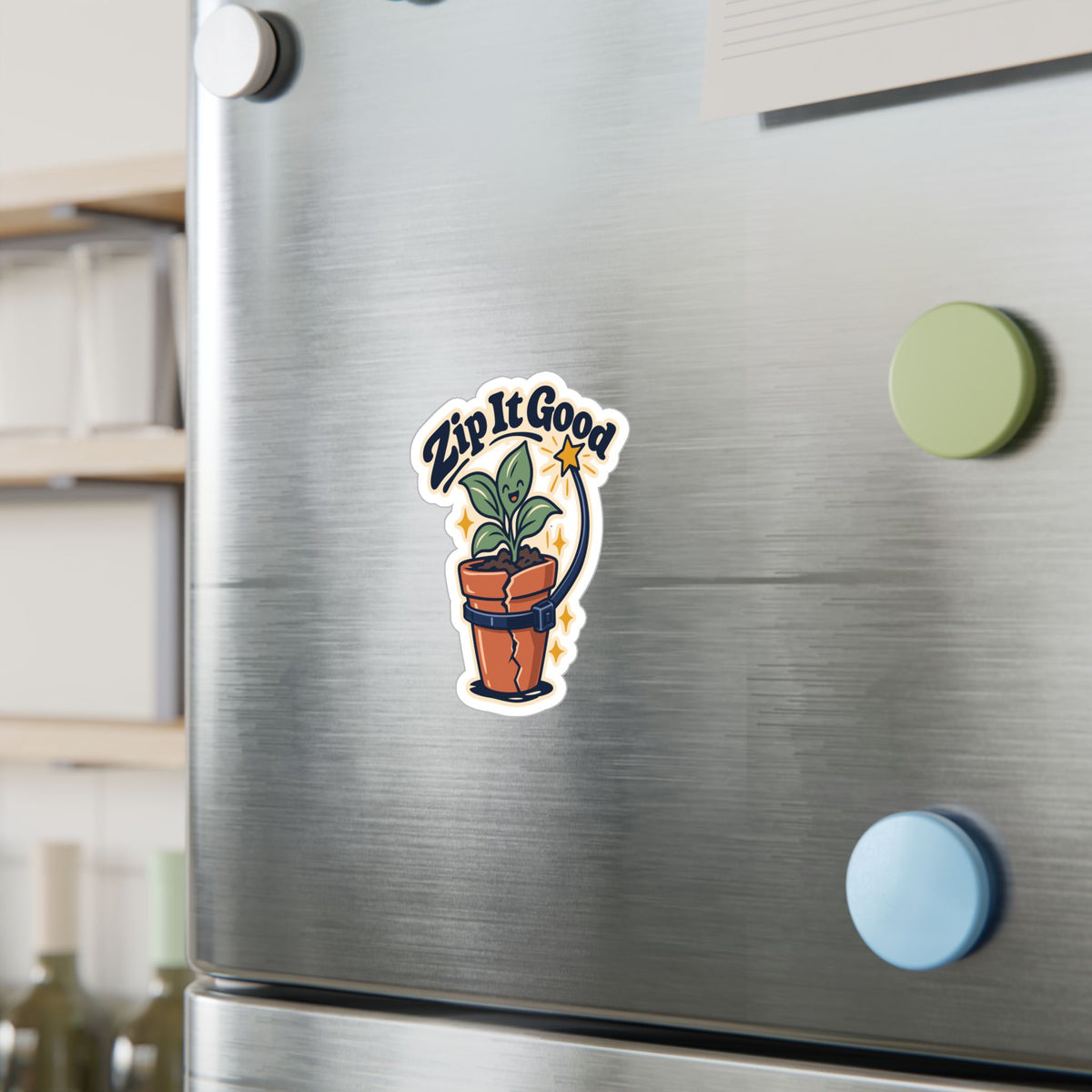 Upcycling Sticker - Zip It Good Recycling Art for Sustainability Fans, Decals for Laptop and Water Bottle