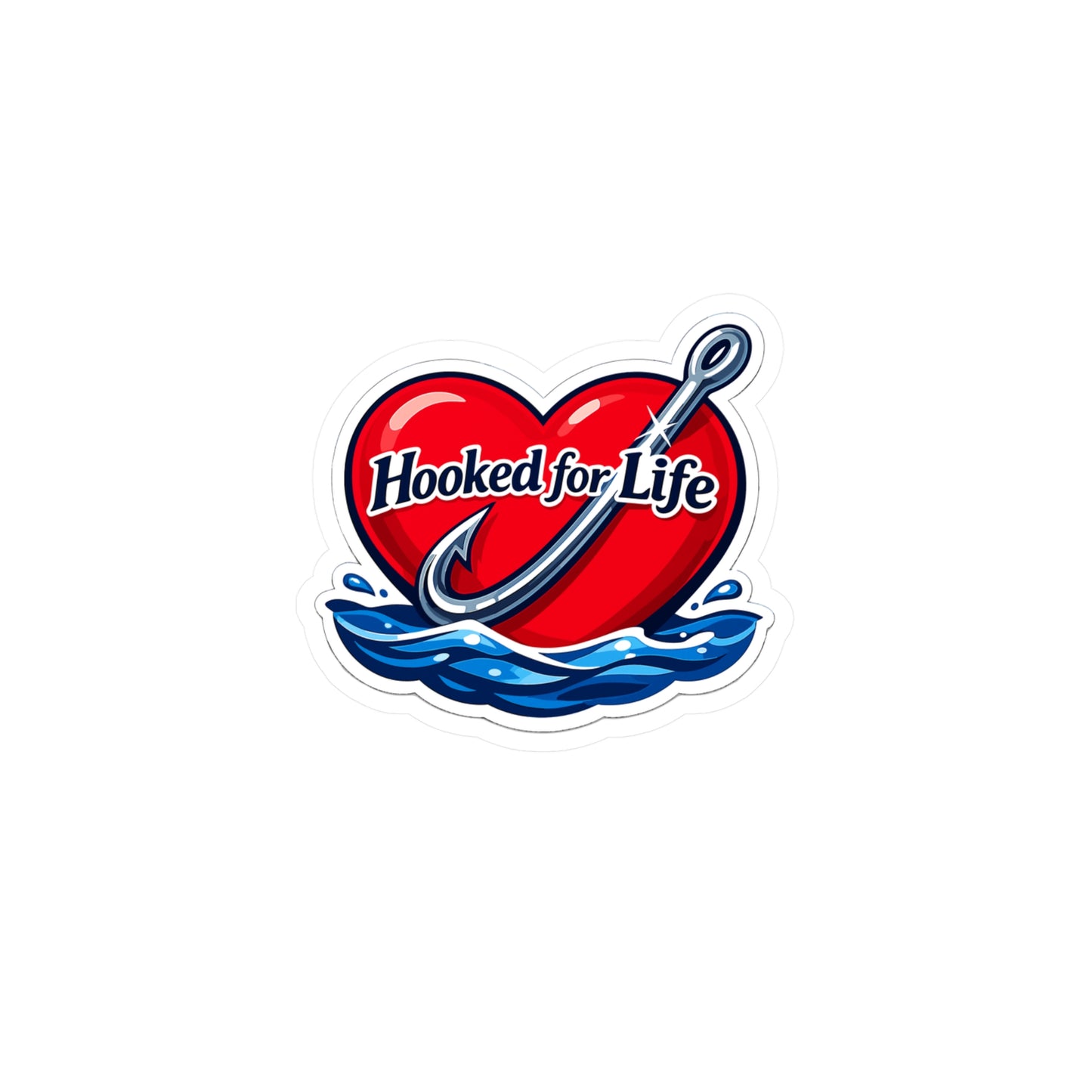 Fishing Sticker Hooked for Life Waterproof Vinyl decals for Laptop, Water Bottle – Angling Lake Boating Design