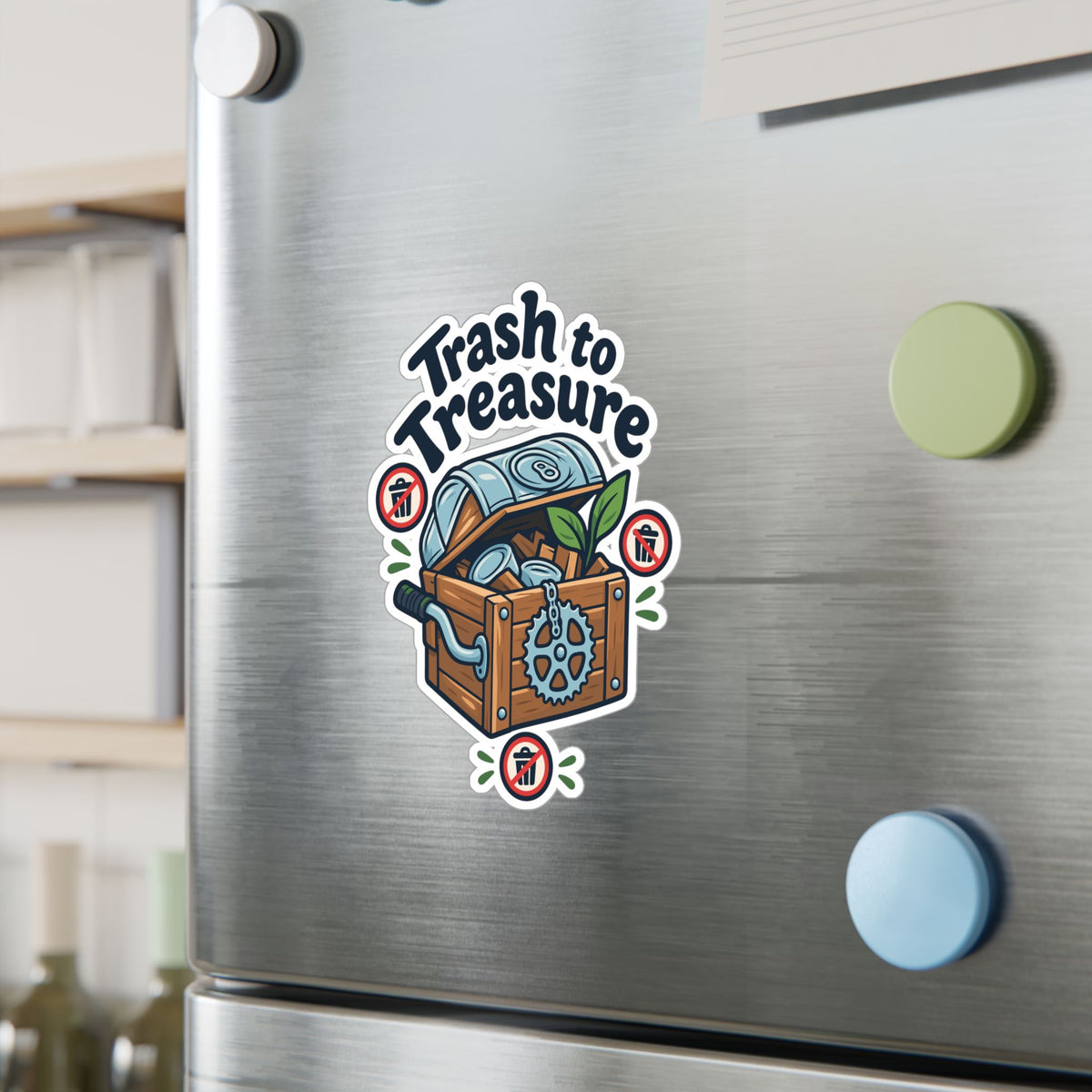 Upcycling Sticker - Trash To Treasure Recycling Art, Sustainability Decals for Laptop and Water Bottle