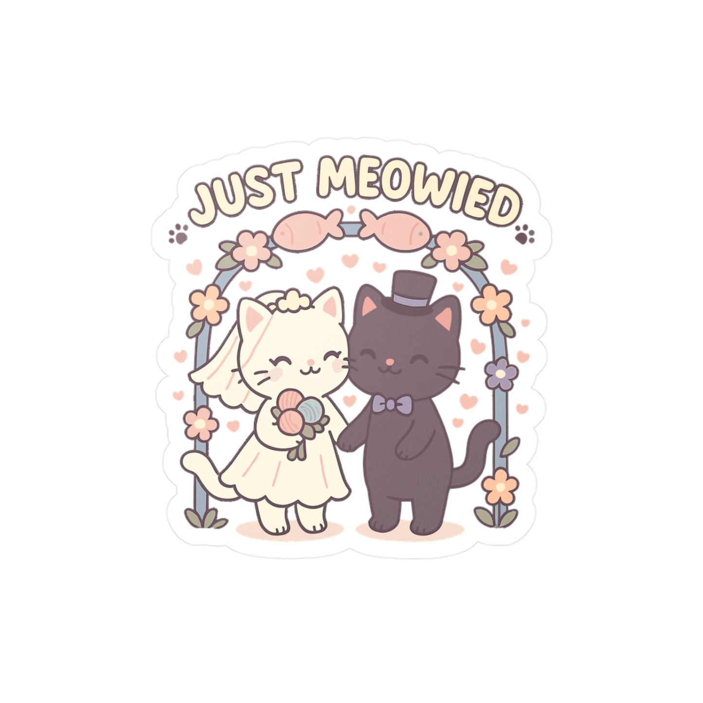 Cats Sticker – Just Meowied Decals for Wedding Couple, Cute Marriage Gift, Waterproof Vinyl for Laptop or Water Bottle
