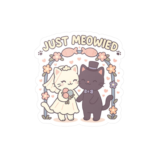 Cats Sticker – Just Meowied Decals for Wedding Couple, Cute Marriage Gift, Waterproof Vinyl for Laptop or Water Bottle