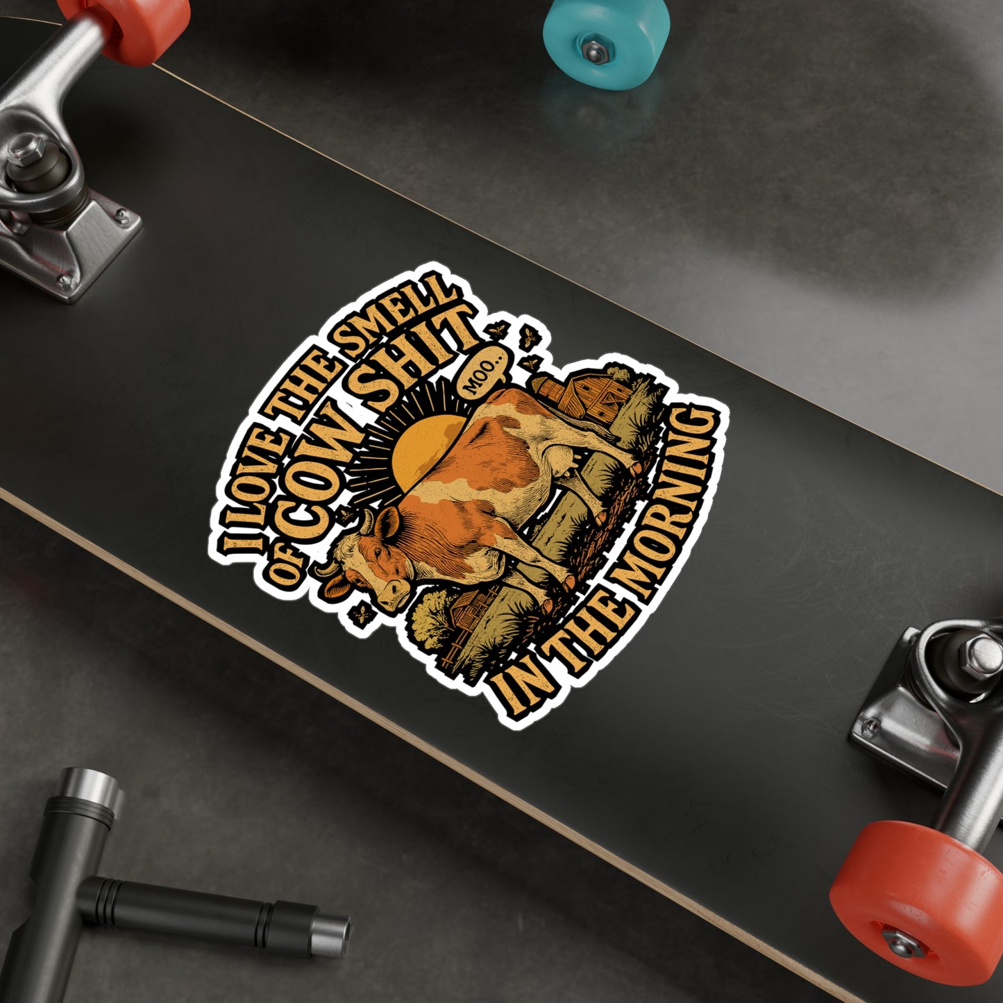 I Love The Smell of Cow Shit in the Morning – Funny Cow Sticker for Laptop or Water Bottle | Farm Life Vinyl Decal, Gag Gift for Farmers