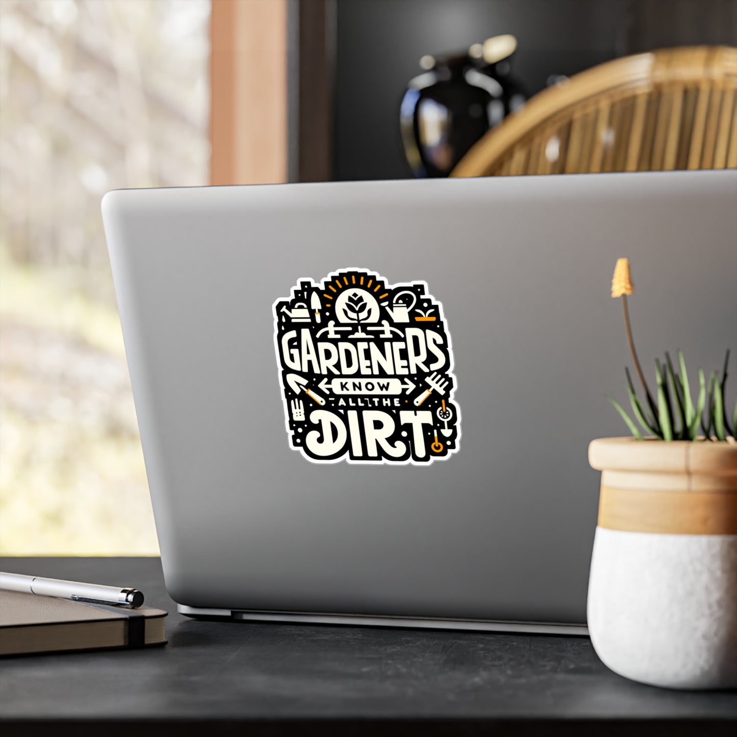 Gardeners know all the dirt - Gardening Sticker for Laptop Sticker. Water Bottle Sticker, Vinyl Greenhouse Decal - Gardening Gift