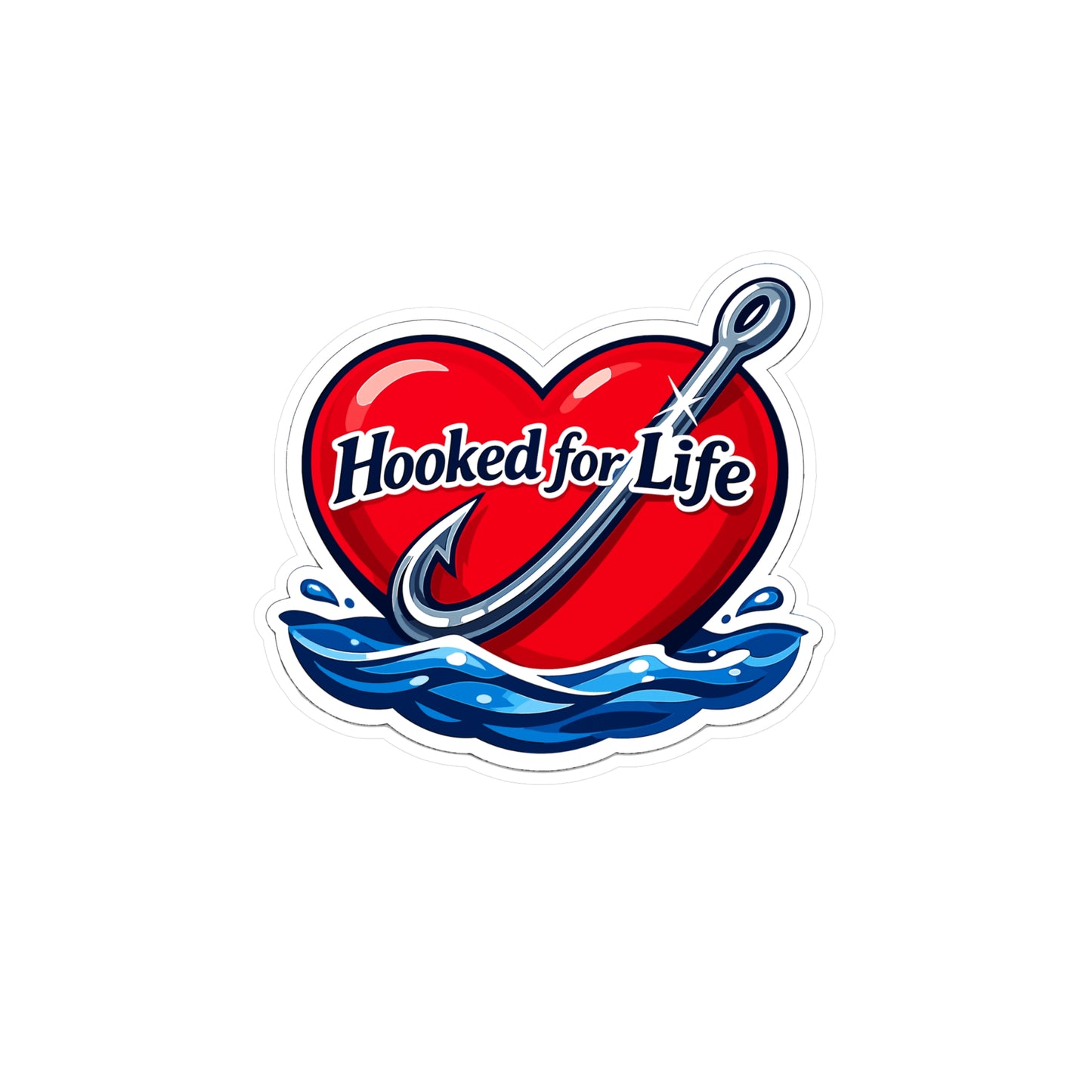 Fishing Sticker Hooked for Life Waterproof Vinyl decals for Laptop, Water Bottle – Angling Lake Boating Design