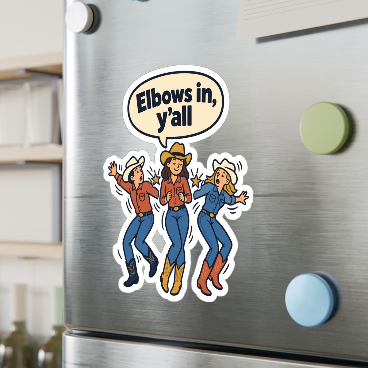 Line Dance Sticker - Elbows in, y’all - Western Country Life Design for Dancers, Laptop and Water Bottle Decals
