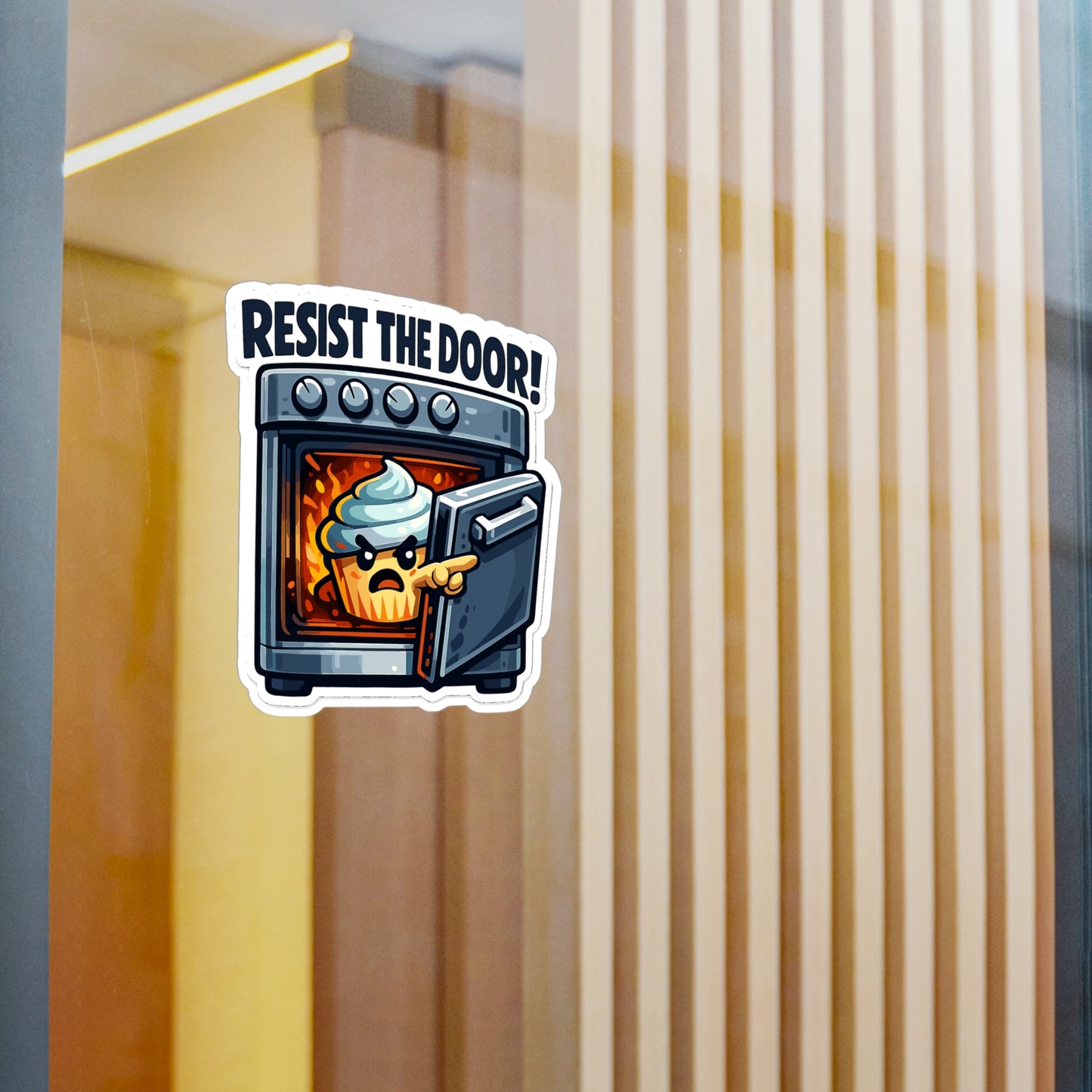 Baking Sticker “Resist the Door!” Funny Sourdough Baker Design, Waterproof Vinyl Decals for Laptop, Water Bottle, Kitchen Use