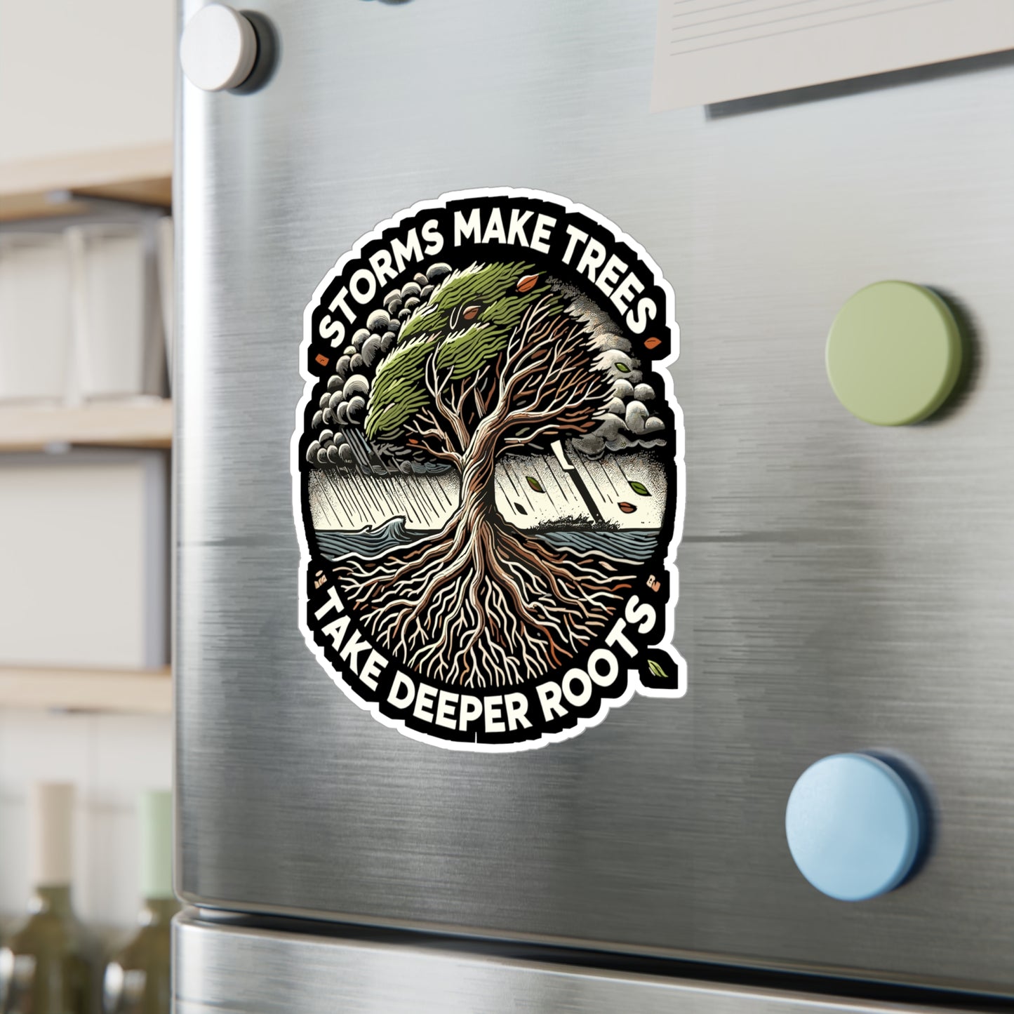 Storms Make Trees Take Deeper Roots - Resilience Sticker for Laptop Sticker. Water Bottle Sticker, Vinyl Strength Decal - Resilience Gift