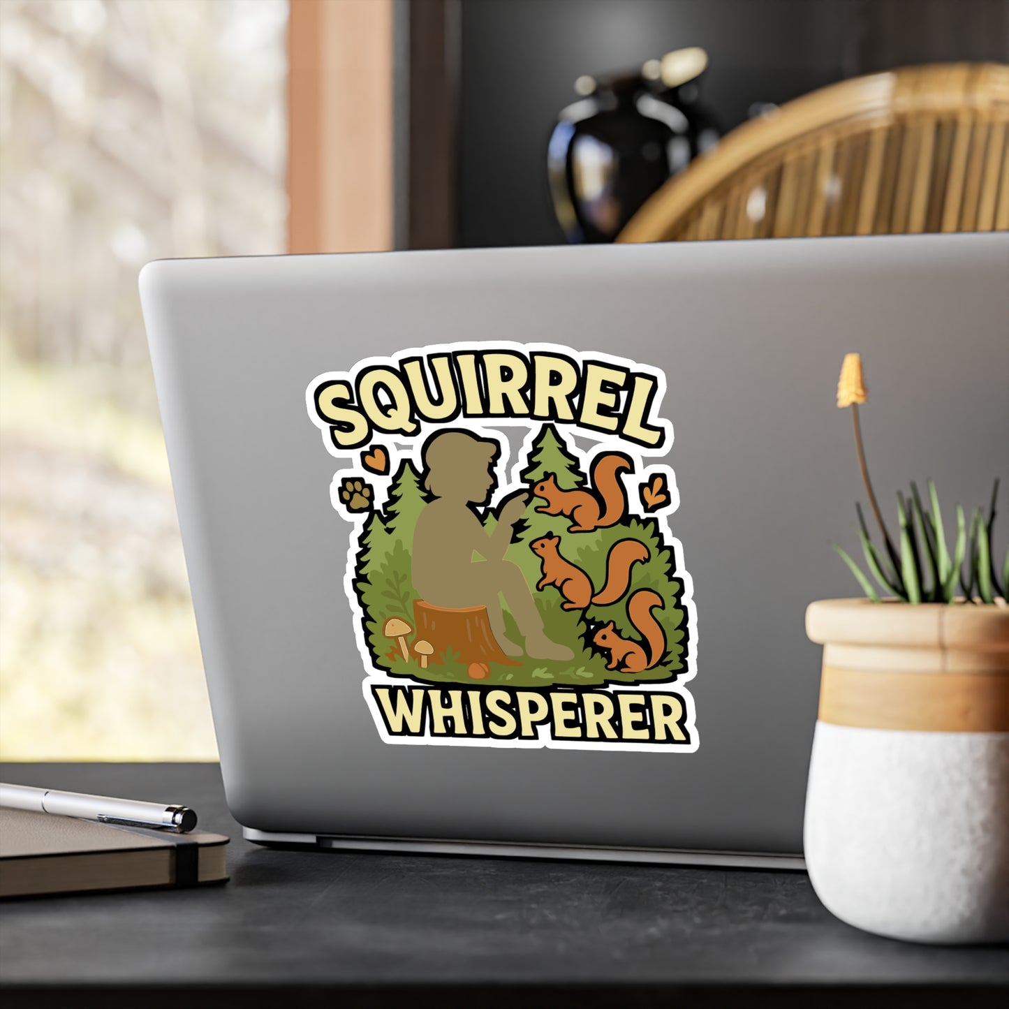Squirrel Sticker – Squirrel Whisperer Decals for Hunter, Hunting, Feeding Fans, Waterproof Vinyl for Laptop, Water Bottle