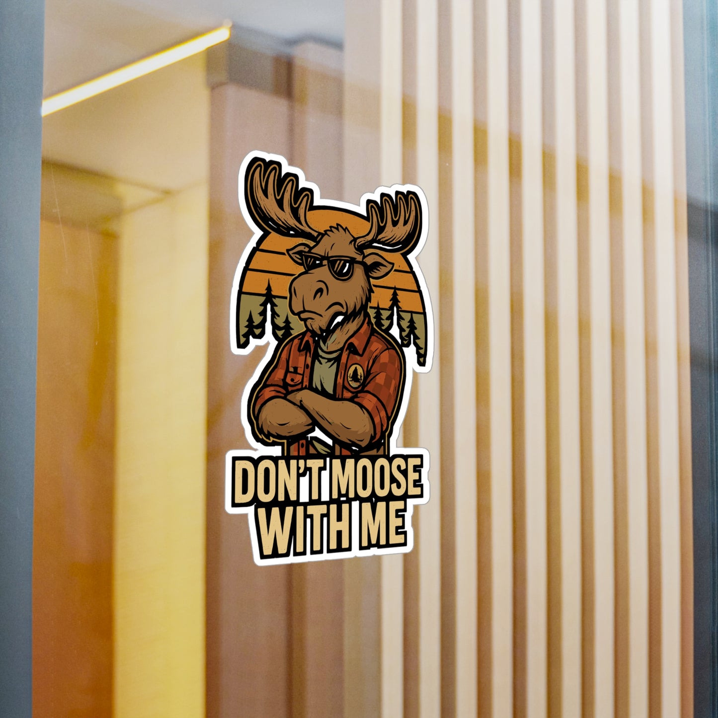 Moose Sticker Decals – "Don't Moose with Me" Funny Antlers, Deer & Fawn Design, Waterproof Vinyl for Laptop, Water Bottle