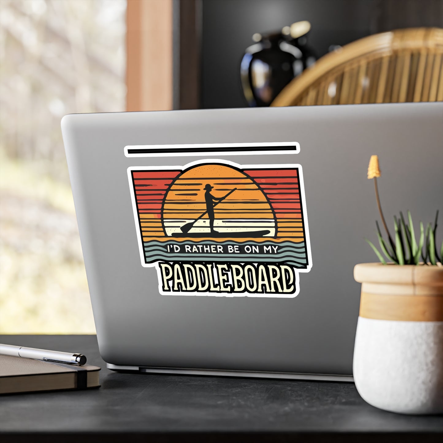I'd Rather Be On My Paddle Board – Paddleboarding Vinyl Sticker for Laptop or Water Bottle | Surfer & Outdoor Gift