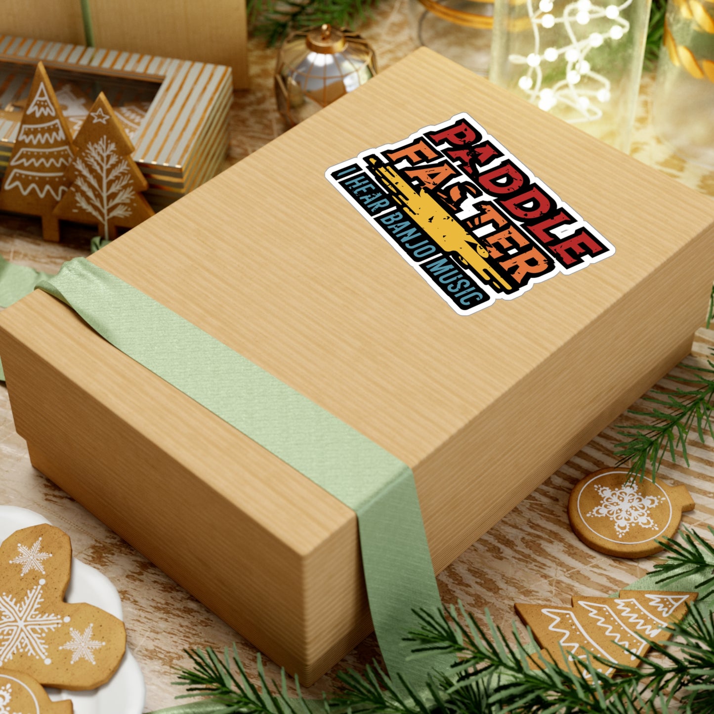 Paddle Faster I Hear Banjo Music - Canoe Sticker for Laptop Sticker. Water Bottle Sticker, Vinyl Canoeing Decal - Canoe Gift