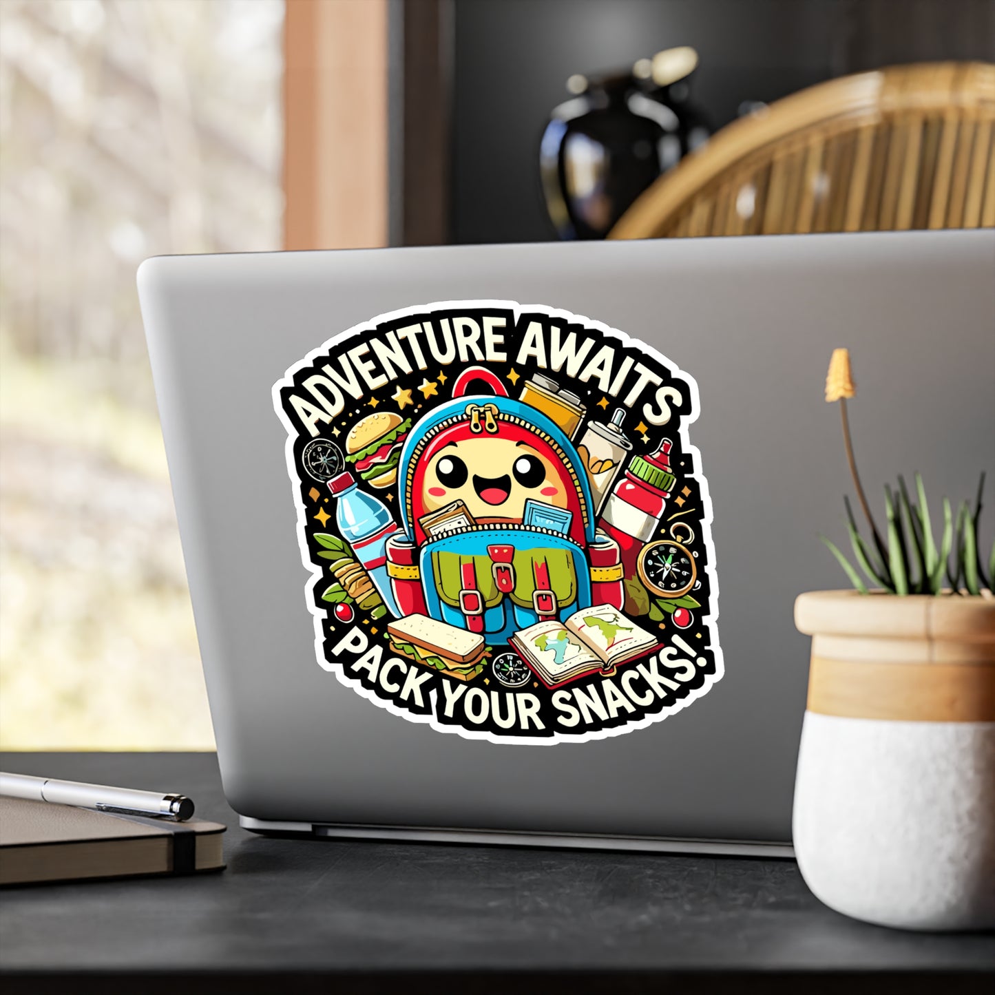 Adventure Awaits Pack Your Snacks - Adventure Sticker for Laptop Sticker. Water Bottle Sticker, Vinyl Adventure Decal - Adventure Gift