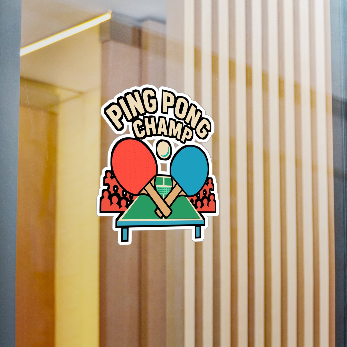 Ping Pong Champ – Vinyl Sticker for Laptop or Water Bottle | Funny Table Tennis Gift, Sports Decal
