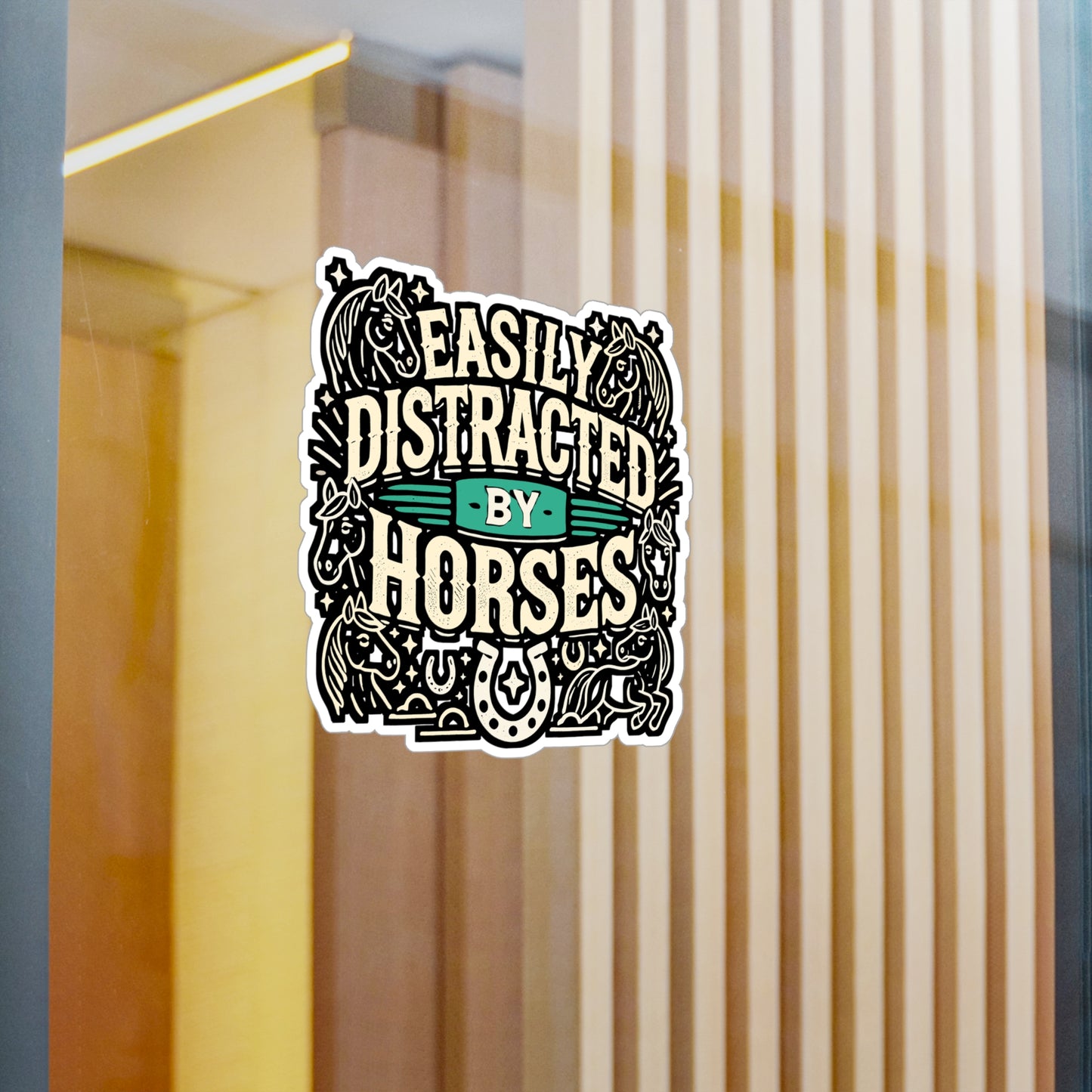 Easily Distracted By Horses – Vinyl Sticker for Laptop or Water Bottle | Funny Horse Lover Gift