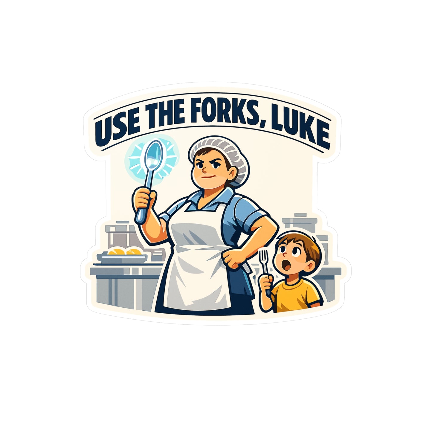 Lunch Lady Sticker Use the Forks, Luke Funny School Canteen Vinyl Waterproof sticker decals for Laptop Water Bottle