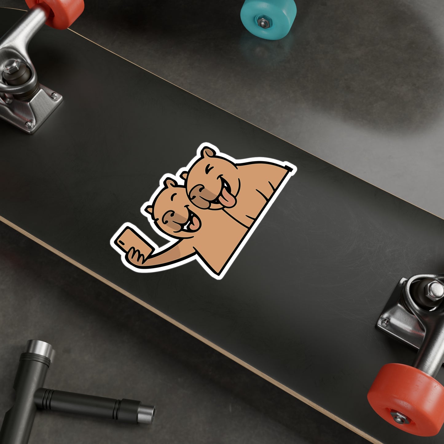 Capybara Sticker – Cute Capybara Selfie Decals for Laptops & Water Bottles, Friendship Smiling Vinyl, Waterproof Design